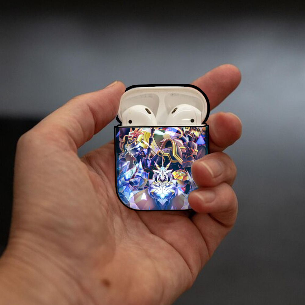 Digimon デジタルモンスター/デジモン AirPods 第2世代保護ケース ハードシェル ブラック 耐衝撃・防指紋・カラビナ付き