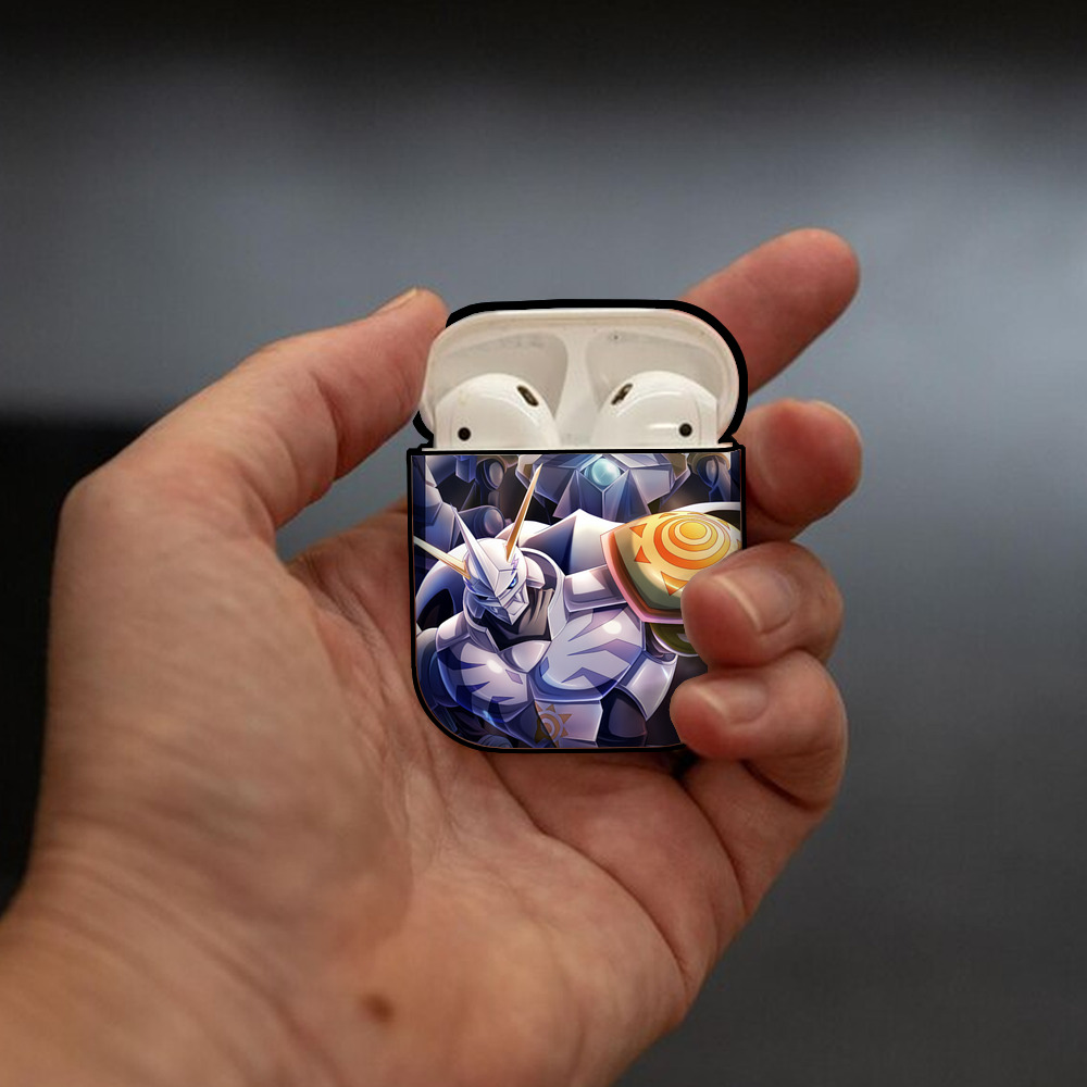 Digimon デジタルモンスター/デジモン AirPods 第2世代保護ケース ハードシェル ブラック 耐衝撃・防指紋・カラビナ付き