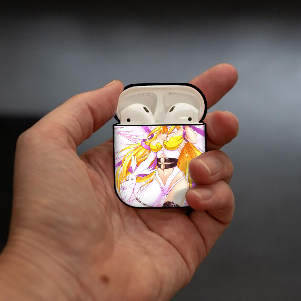 Digimon デジタルモンスター/デジモン AirPods 第2世代保護ケース ハードシェル ブラック 耐衝撃・防指紋・カラビナ付き