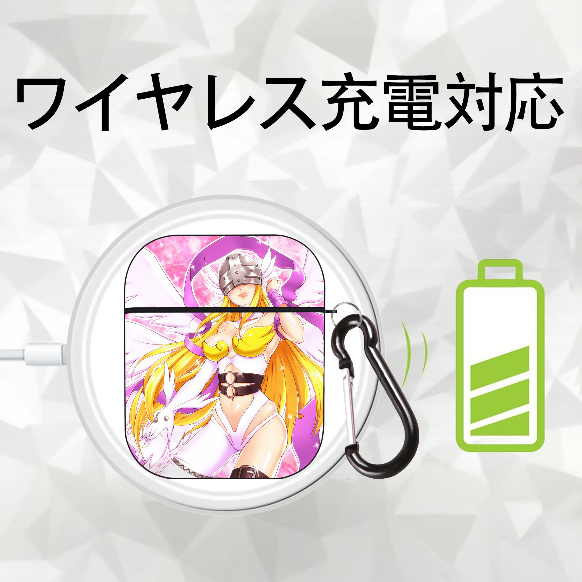 Digimon デジタルモンスター/デジモン AirPods 第2世代保護ケース ハードシェル ブラック 耐衝撃・防指紋・カラビナ付き