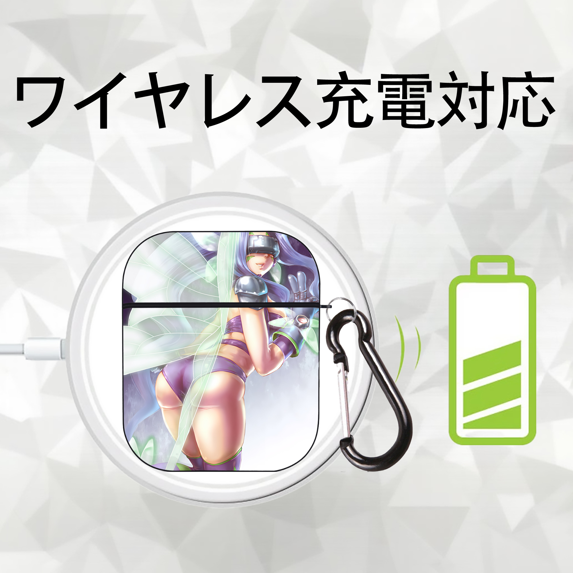 Digimon デジタルモンスター/デジモン AirPods 第2世代保護ケース ハードシェル ブラック 耐衝撃・防指紋・カラビナ付き