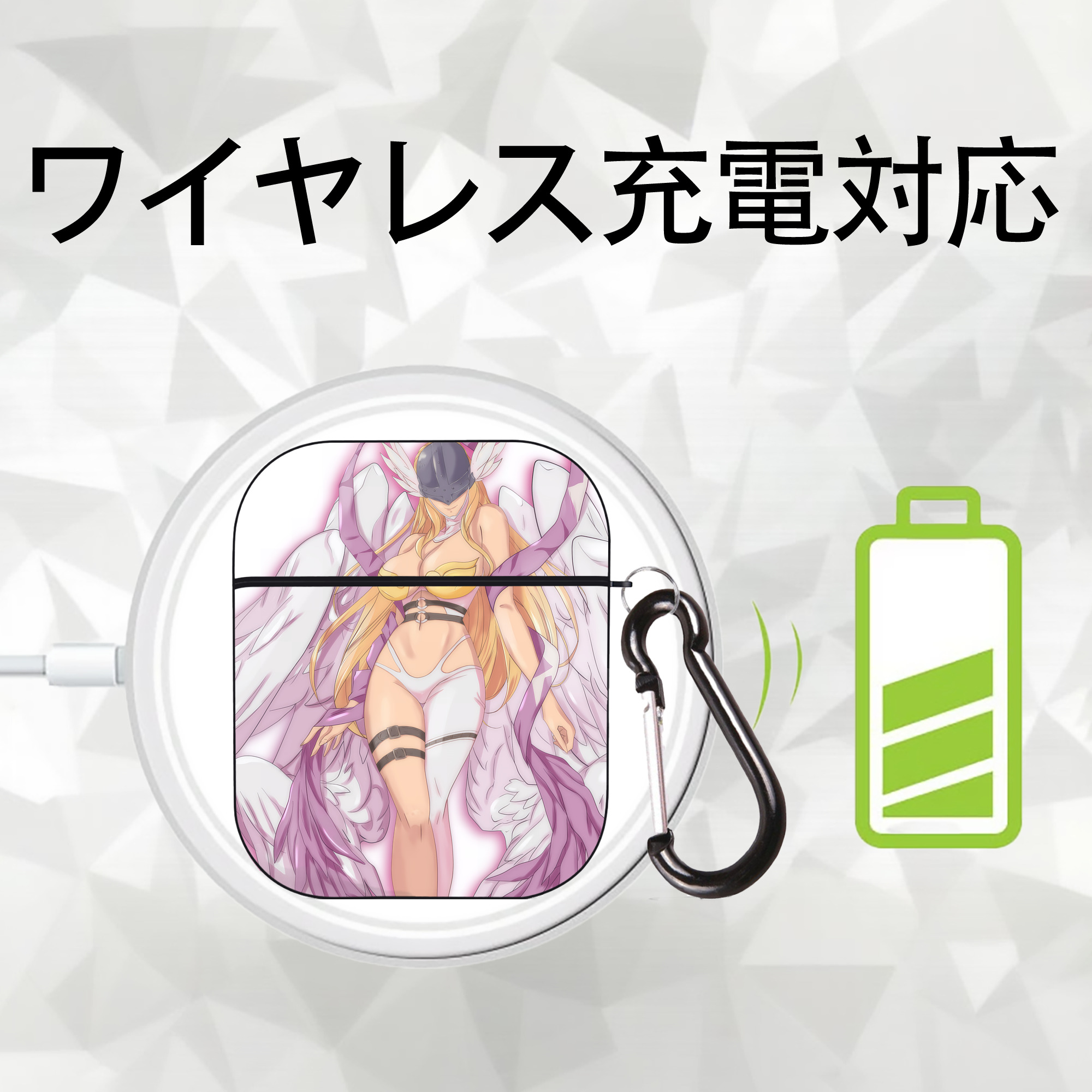 Digimon デジタルモンスター/デジモン AirPods 第2世代保護ケース ハードシェル ブラック 耐衝撃・防指紋・カラビナ付き