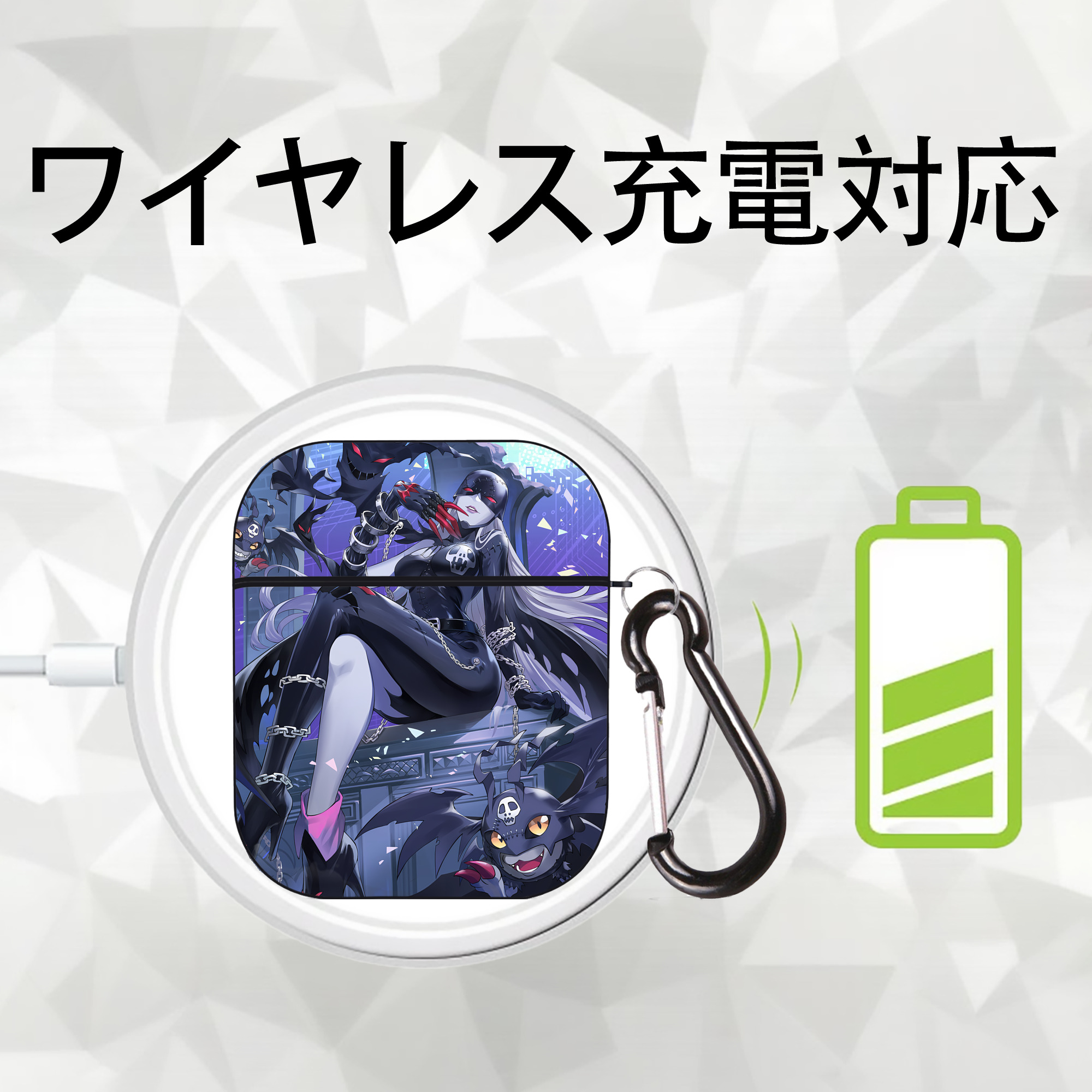 Digimon デジタルモンスター/デジモン AirPods 第2世代保護ケース ハードシェル ブラック 耐衝撃・防指紋・カラビナ付き