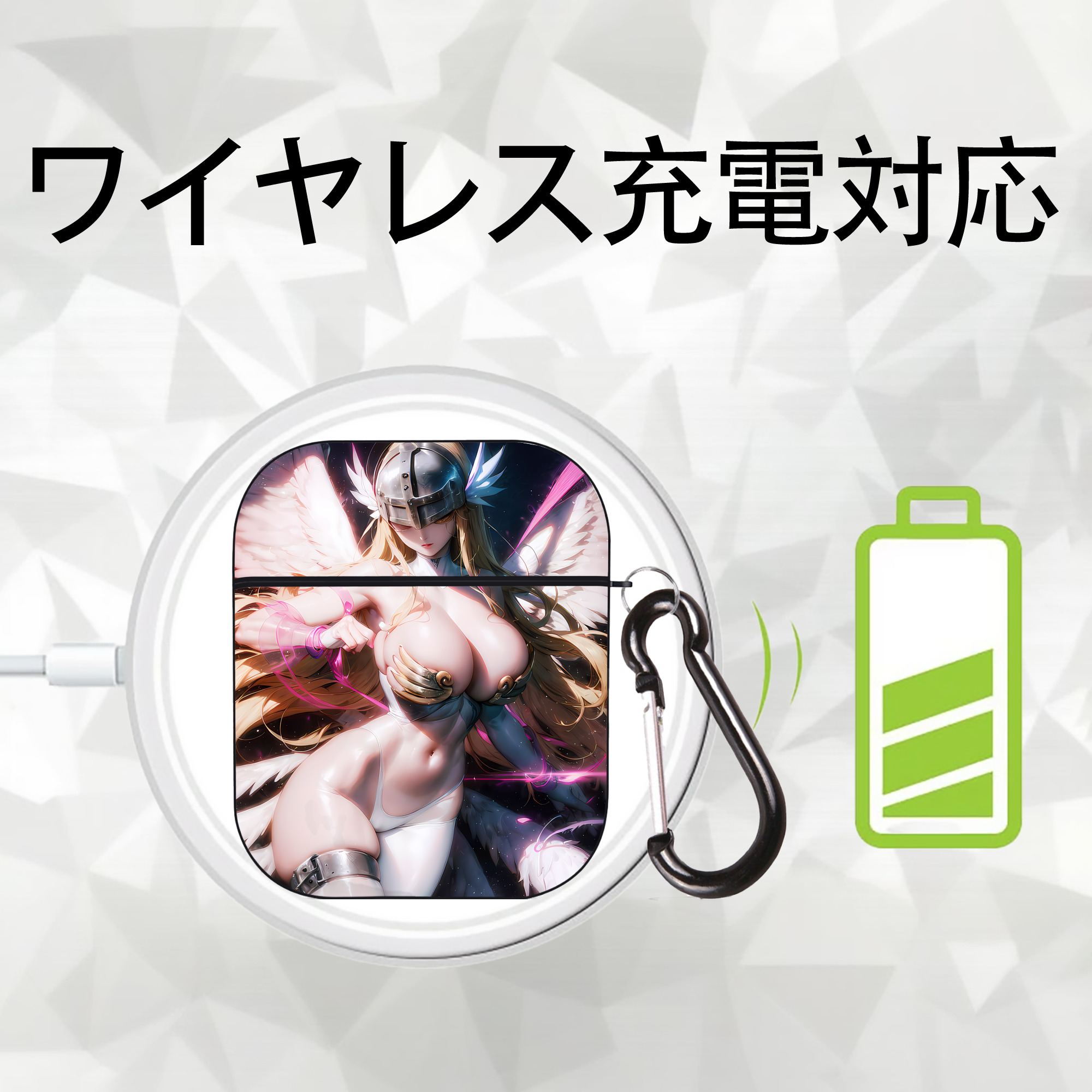 Digimon デジタルモンスター/デジモン AirPods 第2世代保護ケース ハードシェル ブラック 耐衝撃・防指紋・カラビナ付き