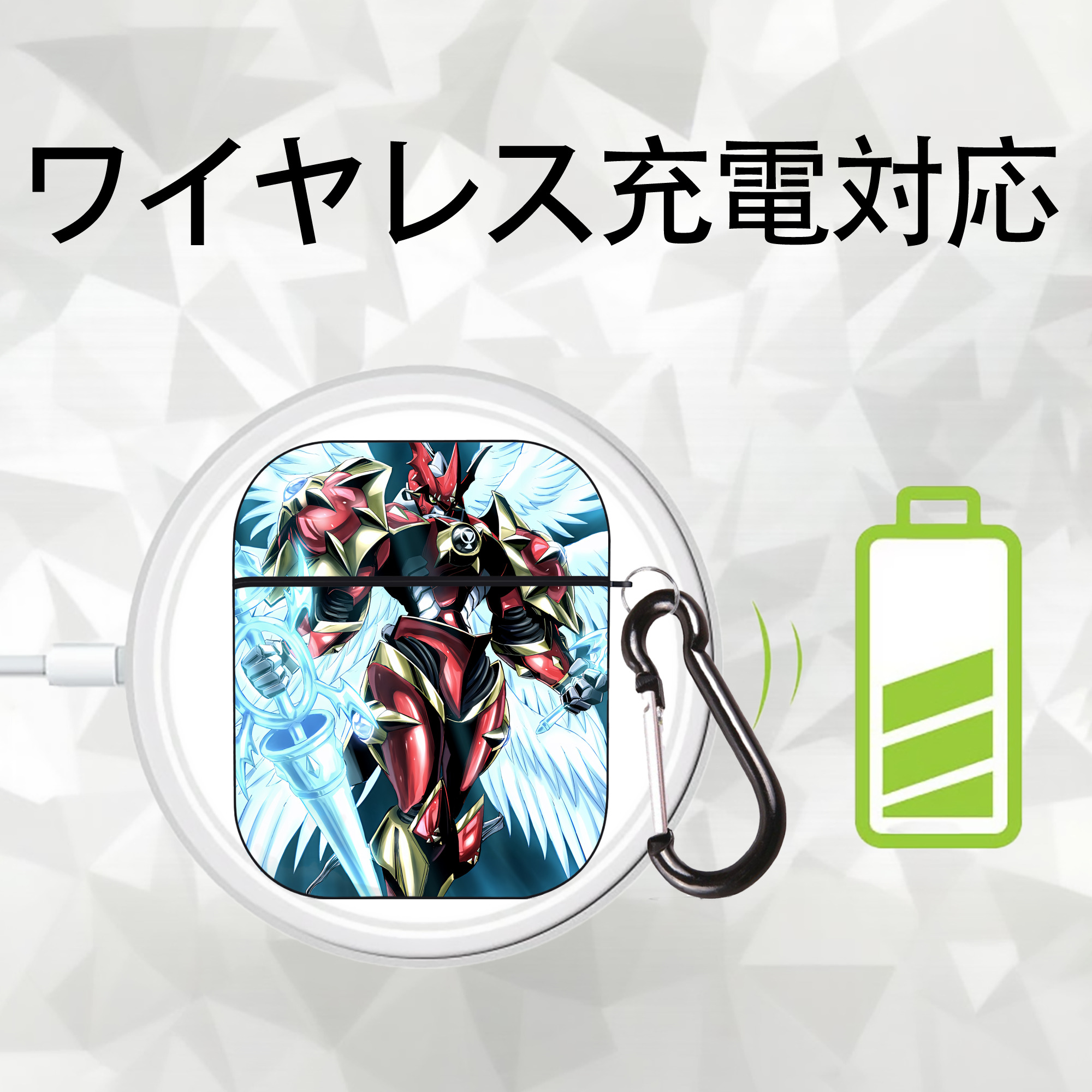Digimon デジタルモンスター/デジモン AirPods 第2世代保護ケース ハードシェル ブラック 耐衝撃・防指紋・カラビナ付き