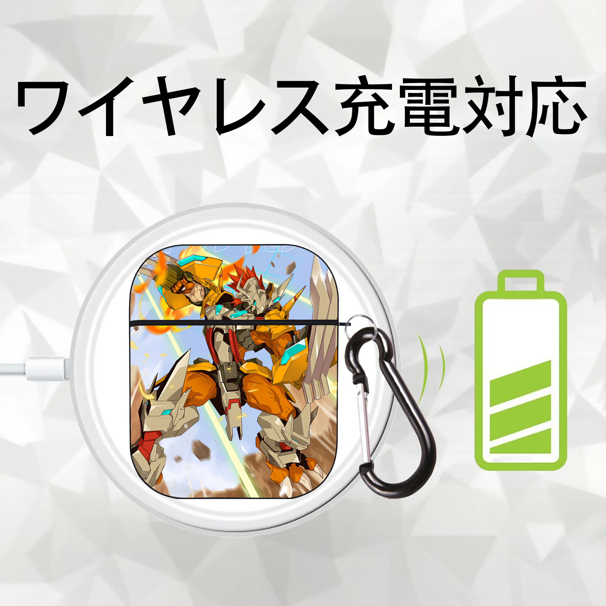 Digimon デジタルモンスター/デジモン AirPods 第2世代保護ケース ハードシェル ブラック 耐衝撃・防指紋・カラビナ付き