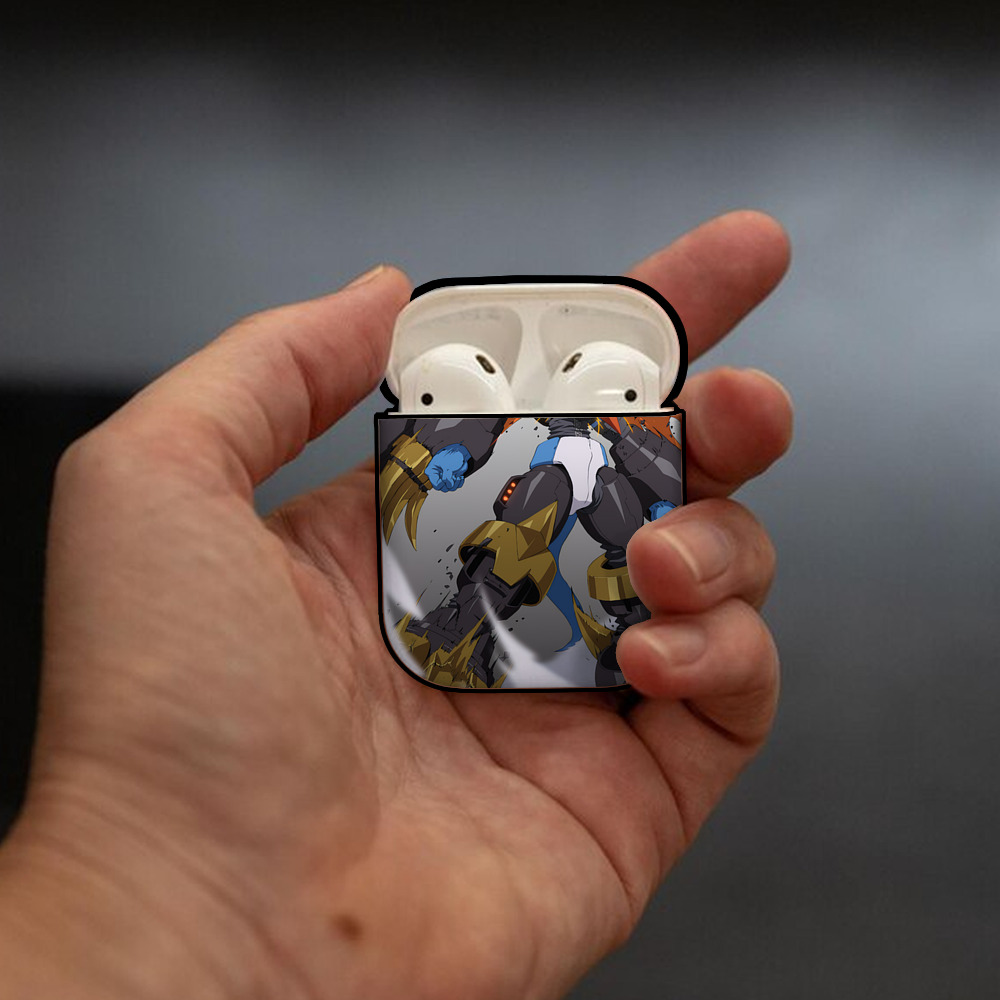 Digimon デジタルモンスター/デジモン AirPods 第2世代保護ケース ハードシェル ブラック 耐衝撃・防指紋・カラビナ付き
