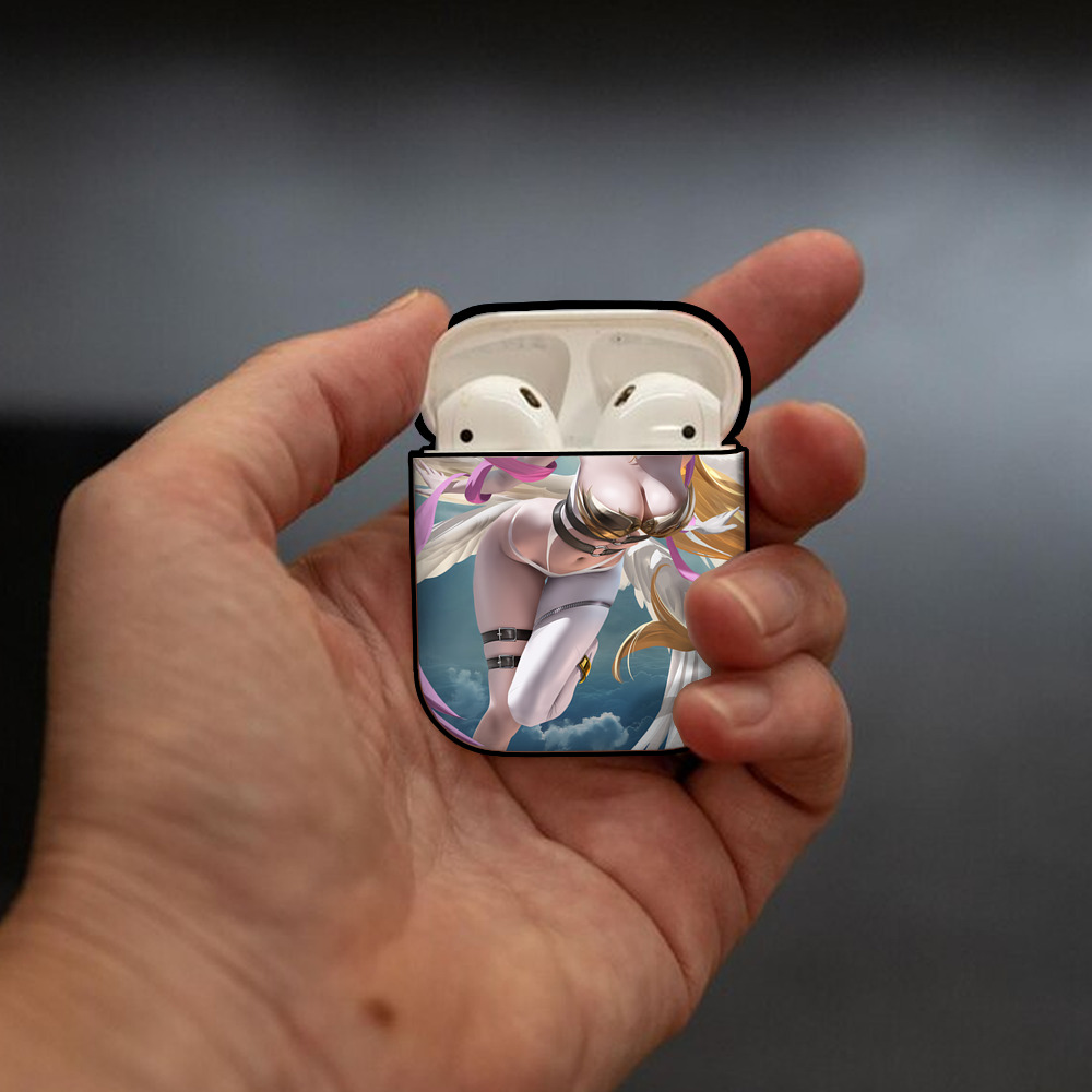 Digimon デジタルモンスター/デジモン AirPods 第2世代保護ケース ハードシェル ブラック 耐衝撃・防指紋・カラビナ付き