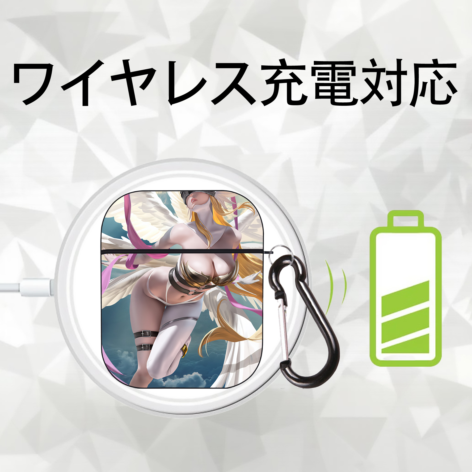 Digimon デジタルモンスター/デジモン AirPods 第2世代保護ケース ハードシェル ブラック 耐衝撃・防指紋・カラビナ付き