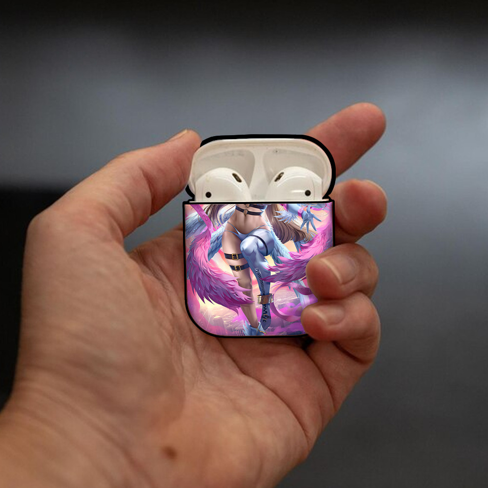 Digimon デジタルモンスター/デジモン AirPods 第2世代保護ケース ハードシェル ブラック 耐衝撃・防指紋・カラビナ付き