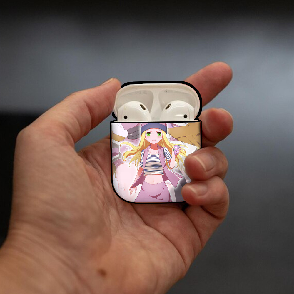 Digimon デジタルモンスター/デジモン AirPods 第2世代保護ケース ハードシェル ブラック 耐衝撃・防指紋・カラビナ付き