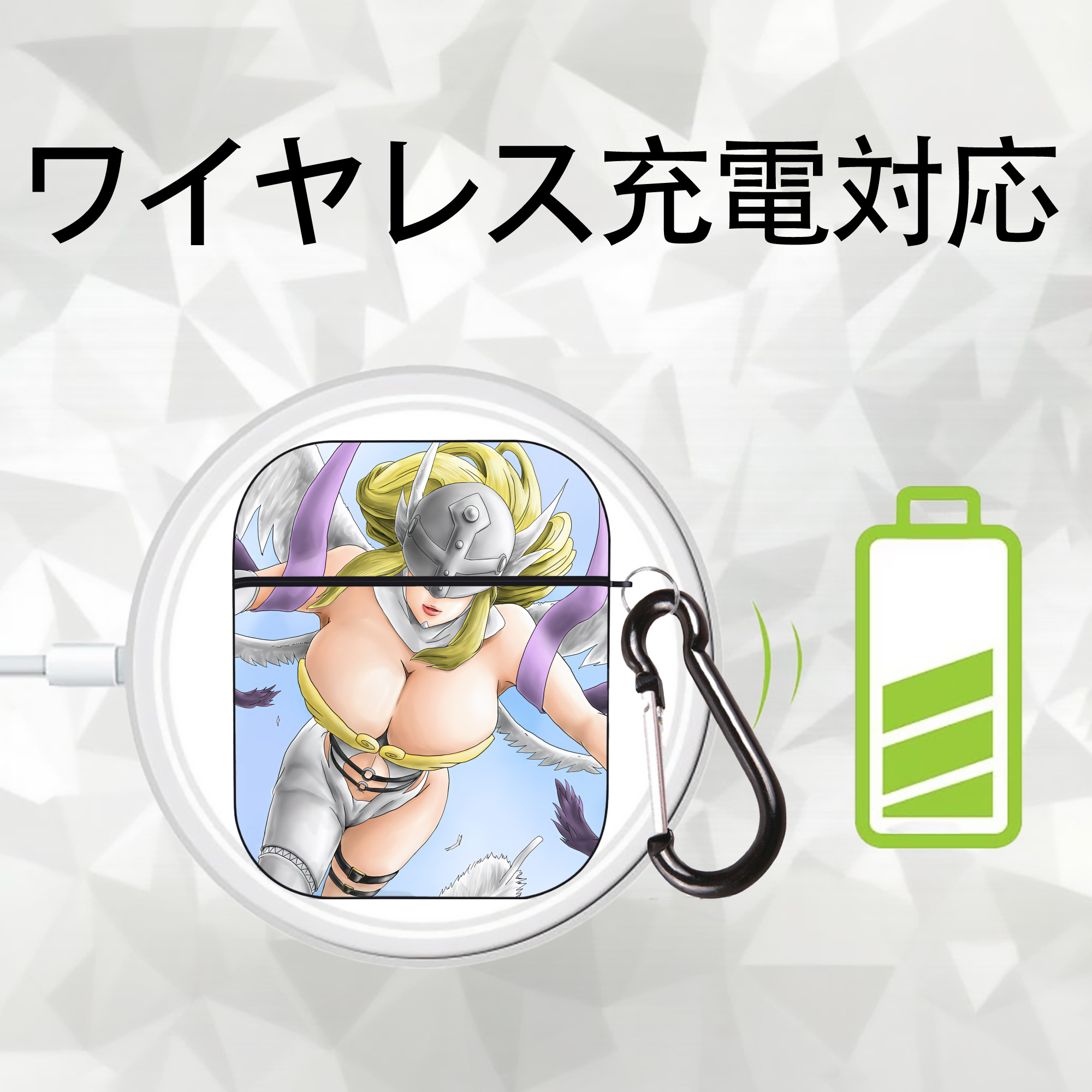 Digimon デジタルモンスター/デジモン AirPods 第2世代保護ケース ハードシェル ブラック 耐衝撃・防指紋・カラビナ付き