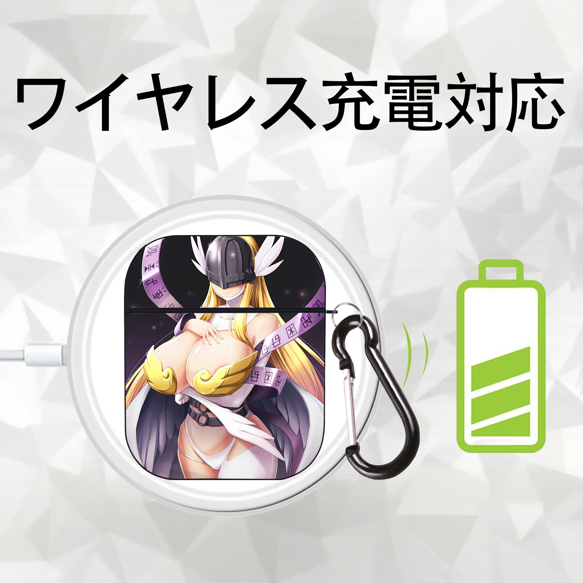 Digimon デジタルモンスター/デジモン AirPods 第2世代保護ケース ハードシェル ブラック 耐衝撃・防指紋・カラビナ付き