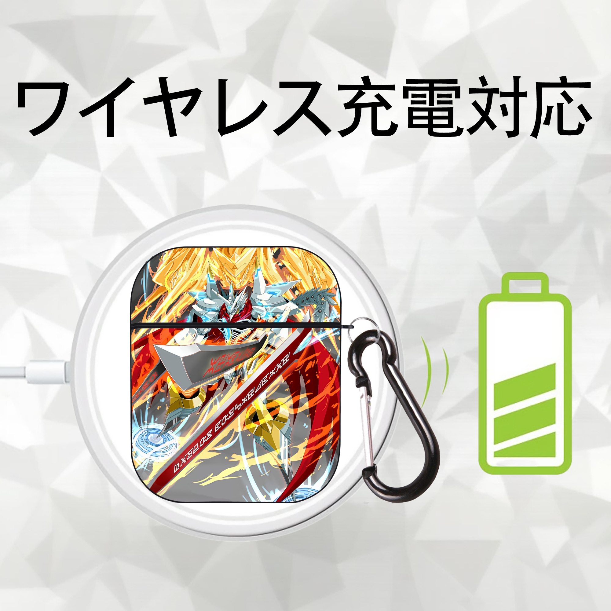 Digimon デジタルモンスター/デジモン AirPods 第2世代保護ケース ハードシェル ブラック 耐衝撃・防指紋・カラビナ付き
