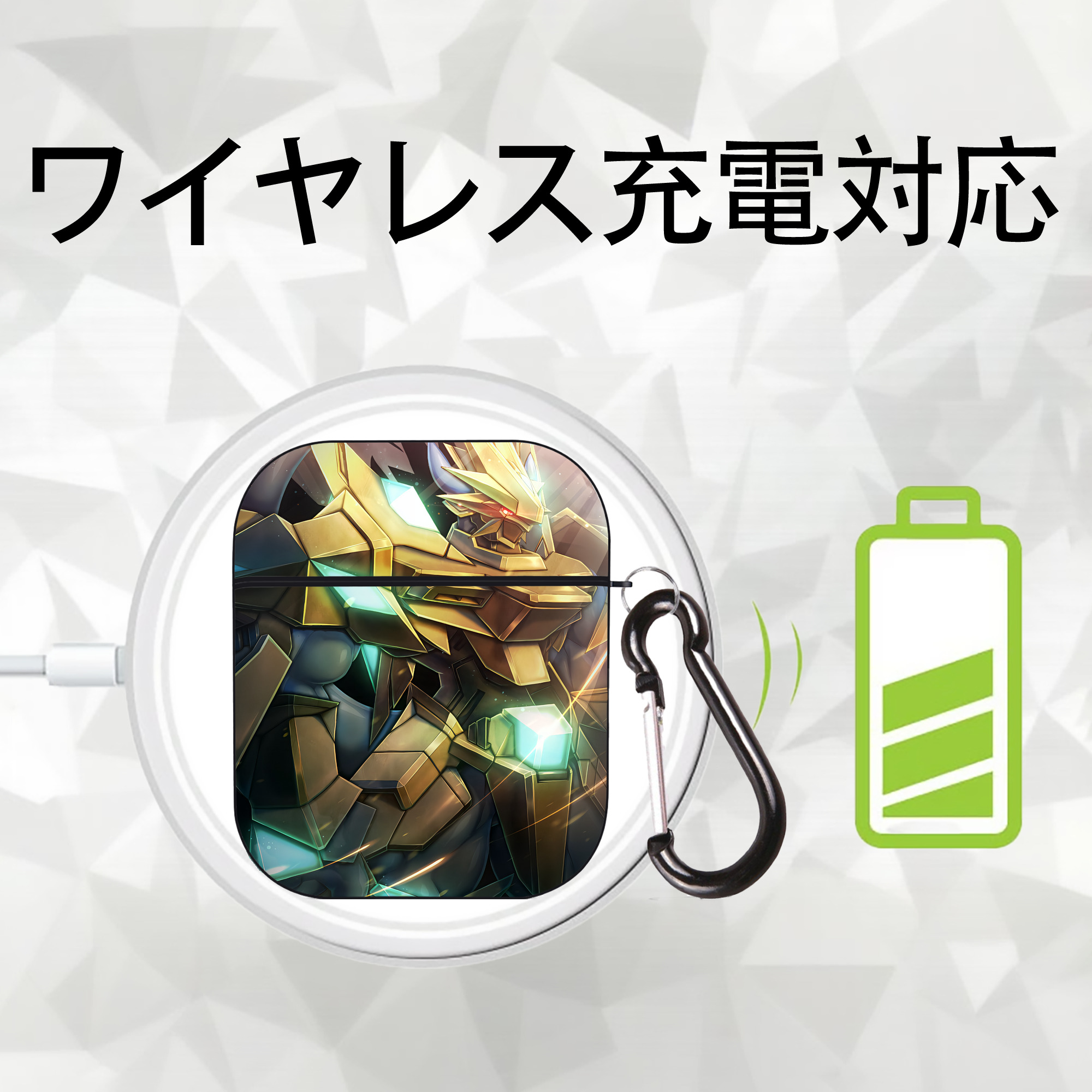 Digimon デジタルモンスター/デジモン AirPods 第2世代保護ケース ハードシェル ブラック 耐衝撃・防指紋・カラビナ付き