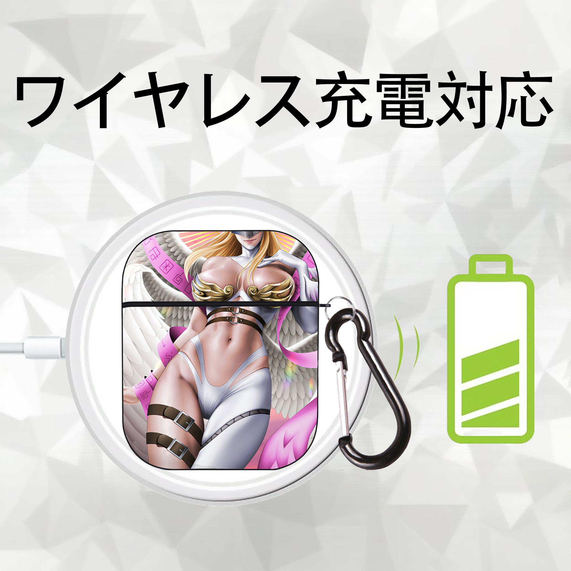 Digimon デジタルモンスター/デジモン AirPods 第2世代保護ケース ハードシェル ブラック 耐衝撃・防指紋・カラビナ付き