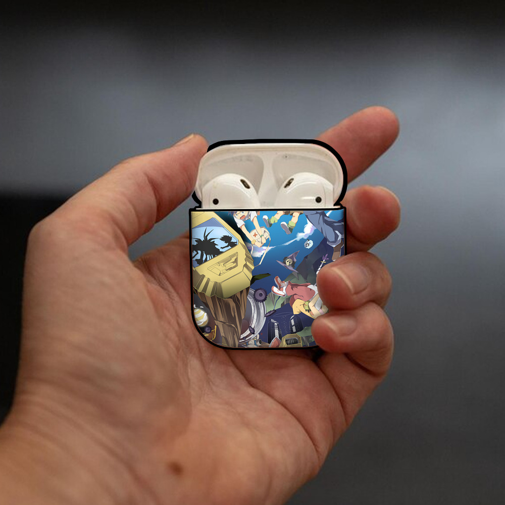 Digimon デジタルモンスター/デジモン AirPods 第2世代保護ケース ハードシェル ブラック 耐衝撃・防指紋・カラビナ付き