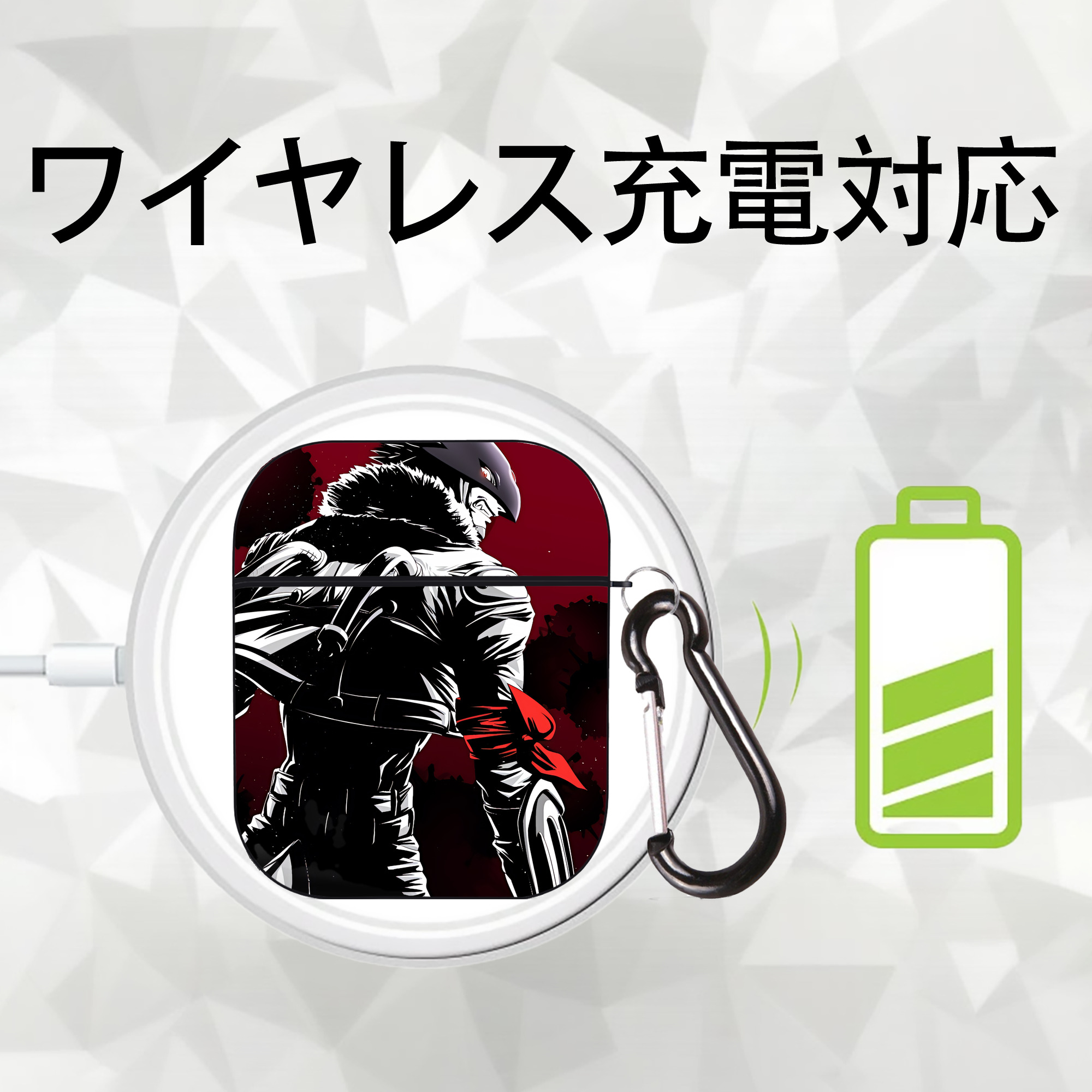 Digimon デジタルモンスター/デジモン AirPods 第2世代保護ケース ハードシェル ブラック 耐衝撃・防指紋・カラビナ付き