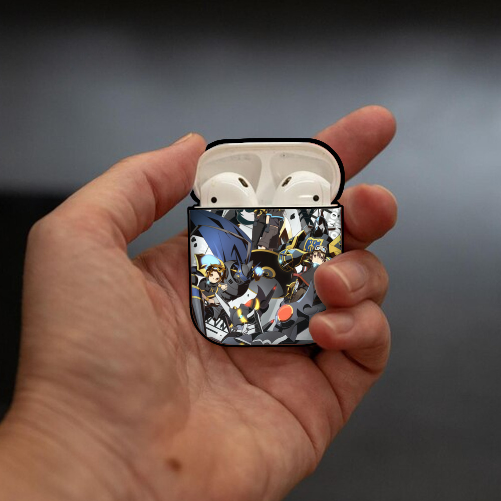 Digimon デジタルモンスター/デジモン AirPods 第2世代保護ケース ハードシェル ブラック 耐衝撃・防指紋・カラビナ付き