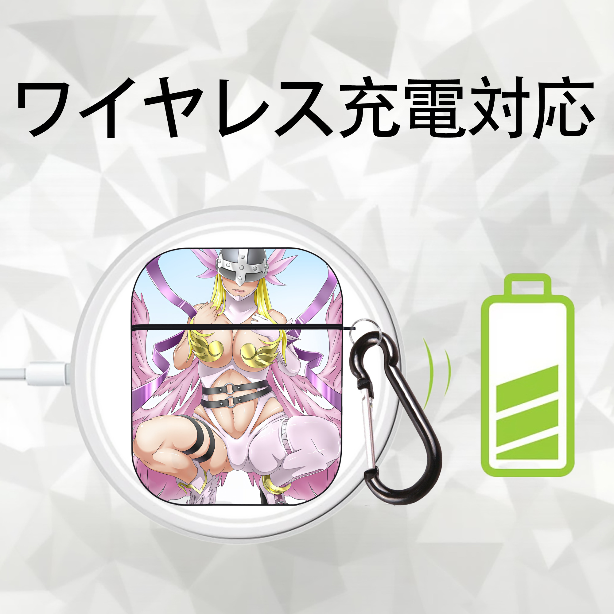 Digimon デジタルモンスター/デジモン AirPods 第2世代保護ケース ハードシェル ブラック 耐衝撃・防指紋・カラビナ付き
