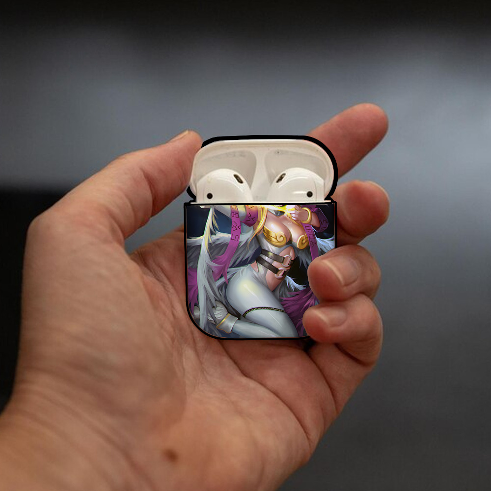 Digimon デジタルモンスター/デジモン AirPods 第2世代保護ケース ハードシェル ブラック 耐衝撃・防指紋・カラビナ付き