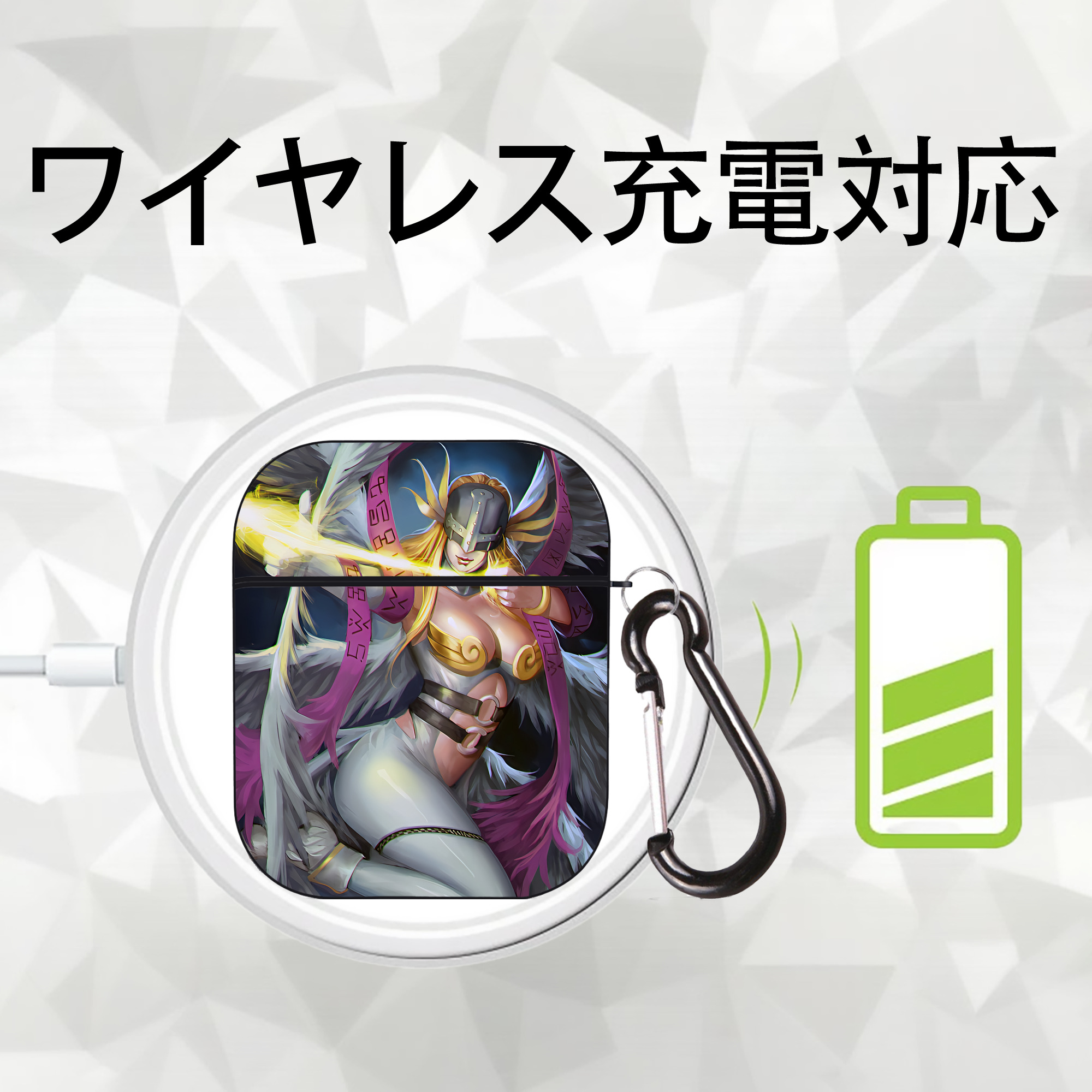 Digimon デジタルモンスター/デジモン AirPods 第2世代保護ケース ハードシェル ブラック 耐衝撃・防指紋・カラビナ付き