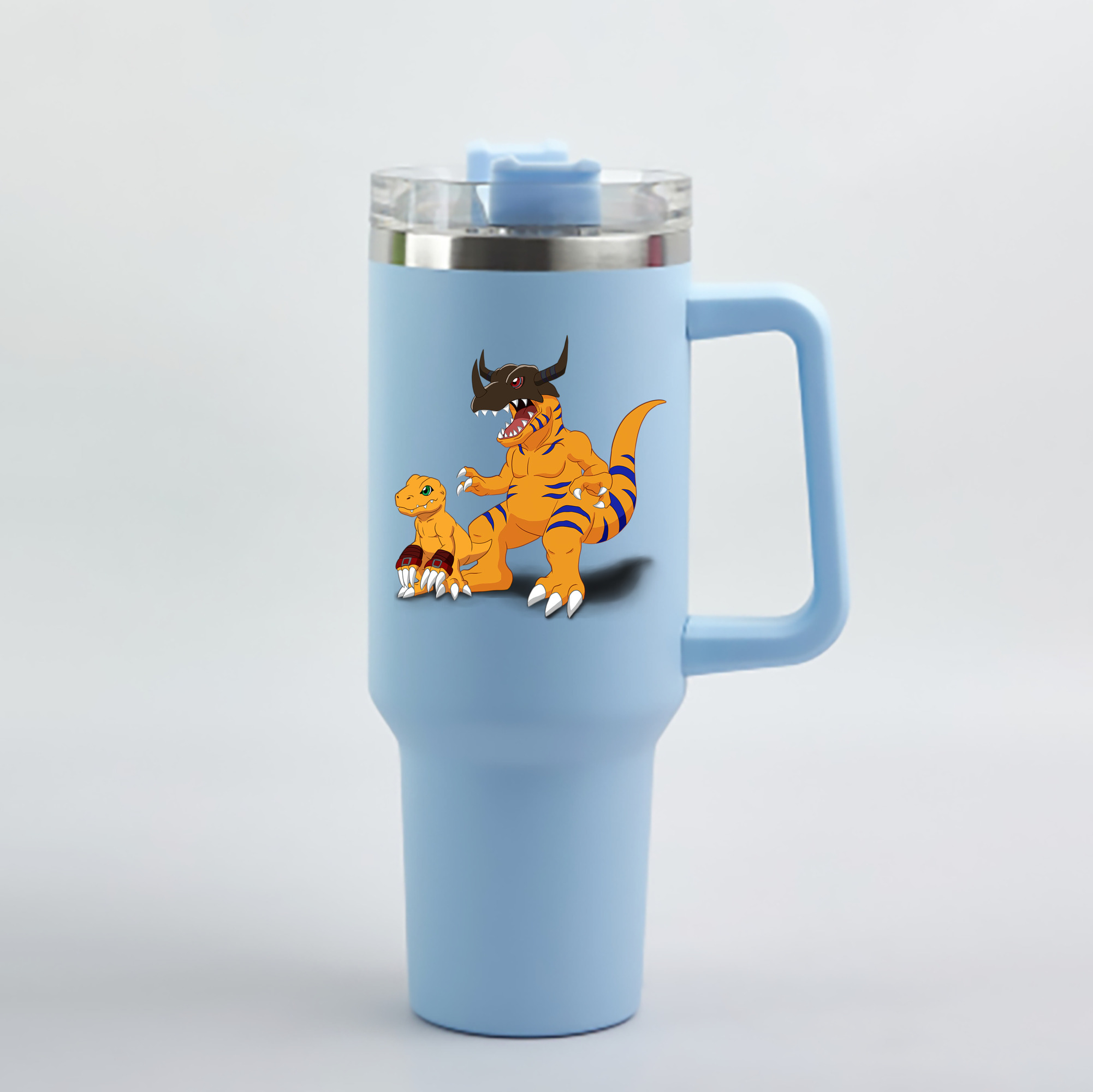 （画像用） Digimon デジタルモンスター/デジモン 1200mL車用タンブラー - クリスタルステッカー（プラスチックストロー付き）