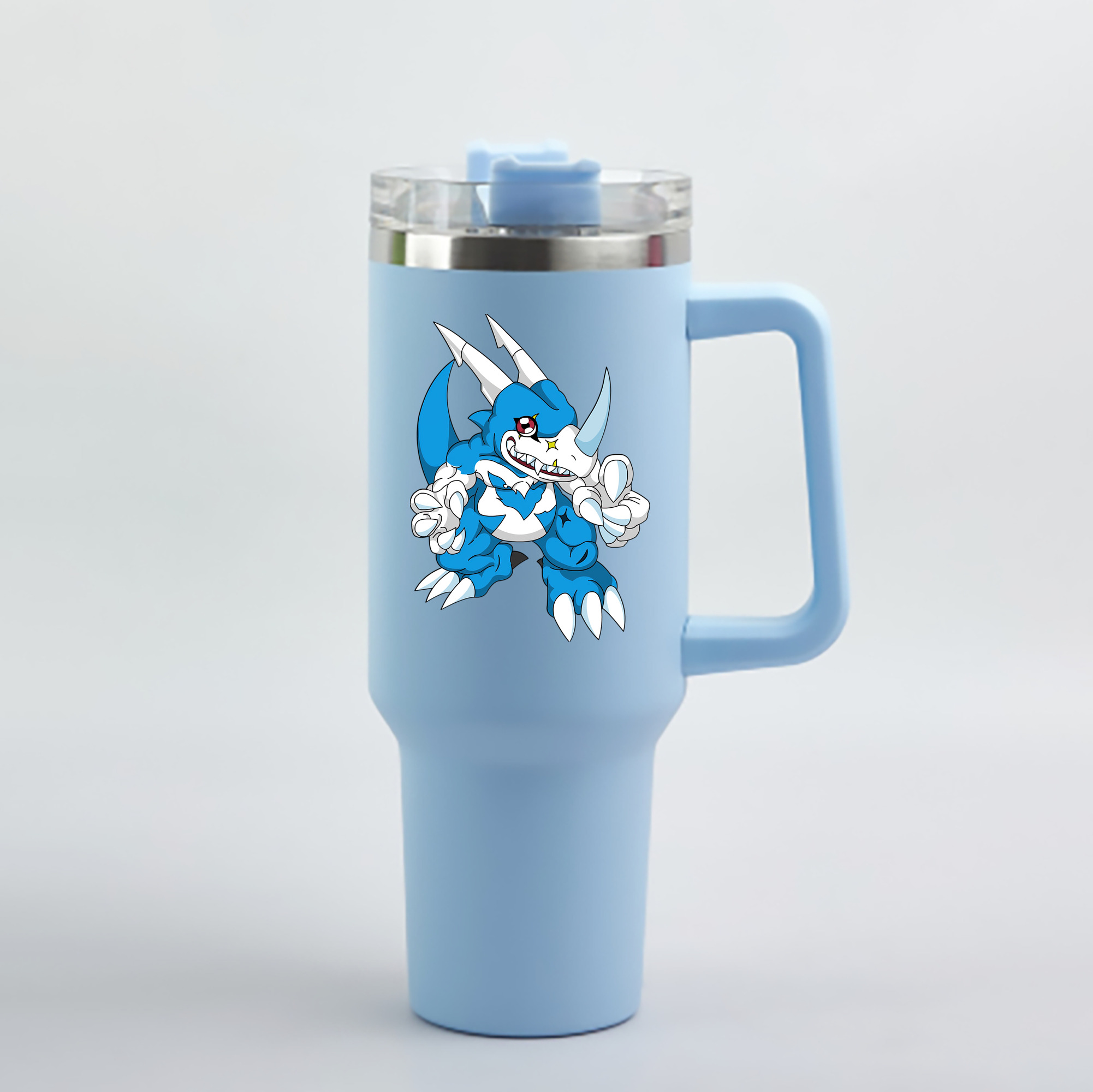 （画像用） Digimon デジタルモンスター/デジモン 1200mL車用タンブラー - クリスタルステッカー（プラスチックストロー付き）