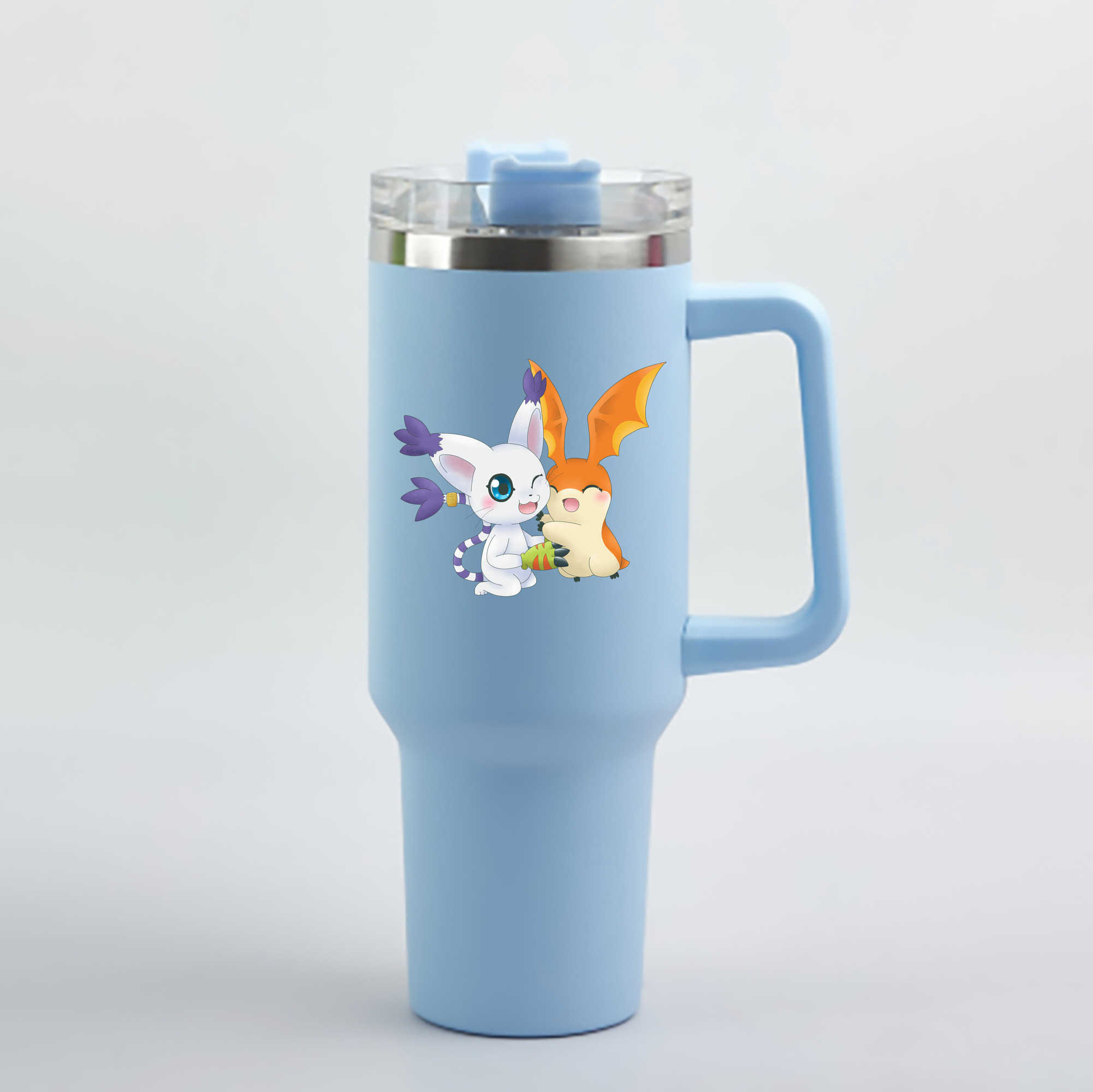 （画像用） Digimon デジタルモンスター/デジモン 1200mL車用タンブラー - クリスタルステッカー（プラスチックストロー付き）