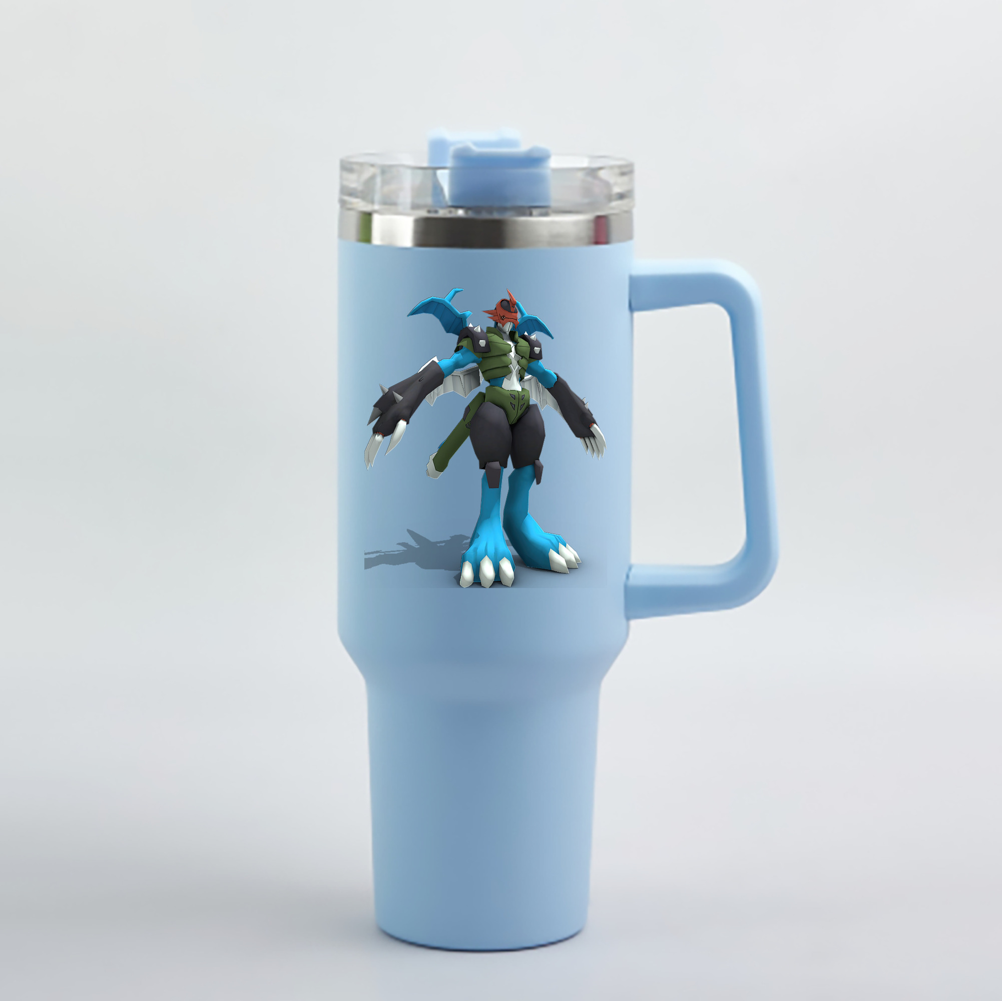 （画像用） Digimon デジタルモンスター/デジモン 1200mL車用タンブラー - クリスタルステッカー（プラスチックストロー付き）