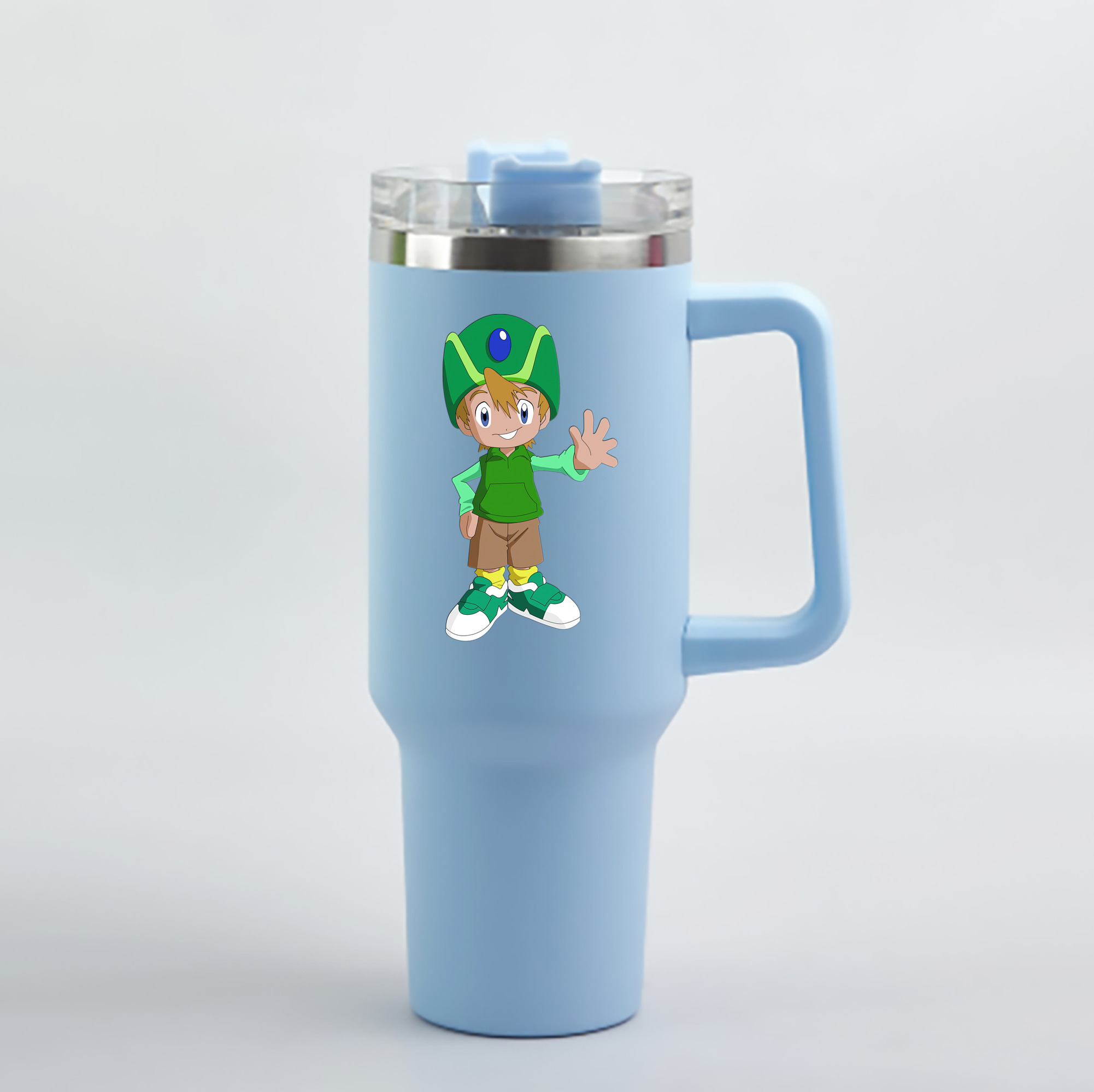 （画像用） Digimon デジタルモンスター/デジモン 1200mL車用タンブラー - クリスタルステッカー（プラスチックストロー付き）