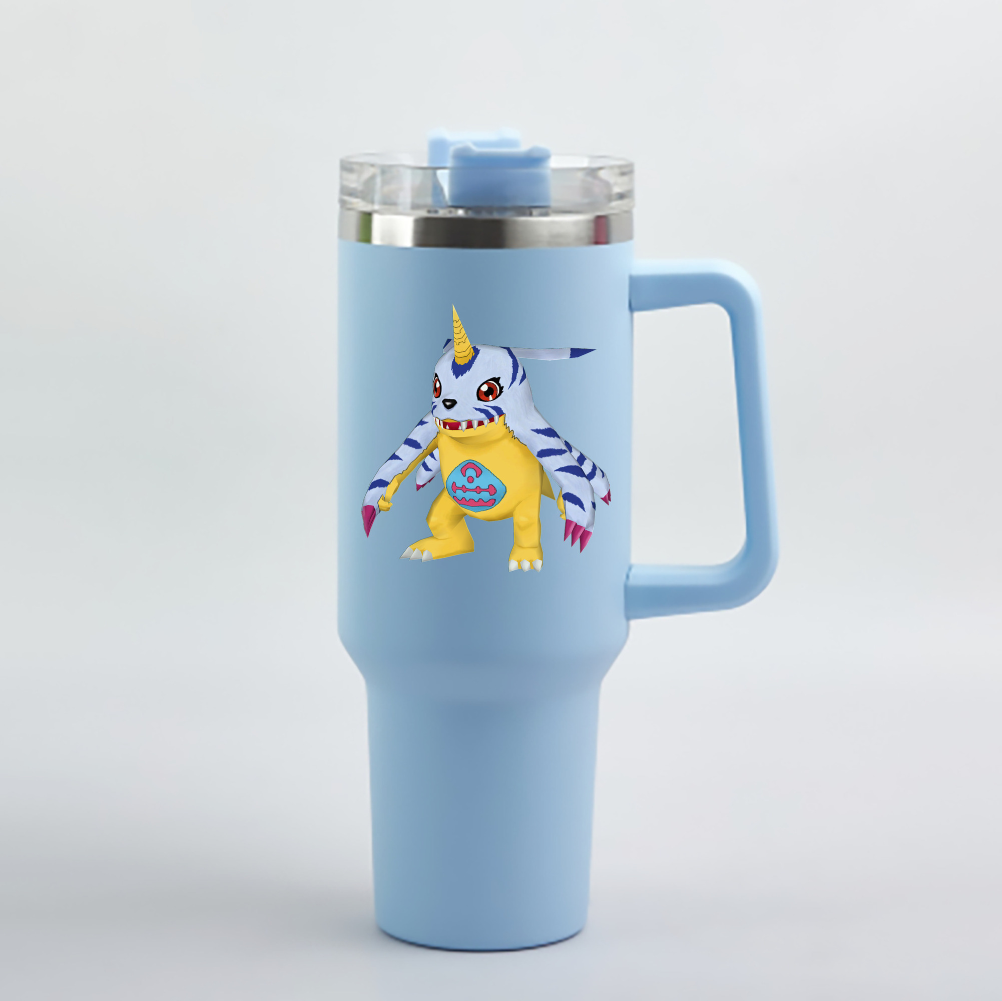 （画像用） Digimon デジタルモンスター/デジモン 1200mL車用タンブラー - クリスタルステッカー（プラスチックストロー付き）