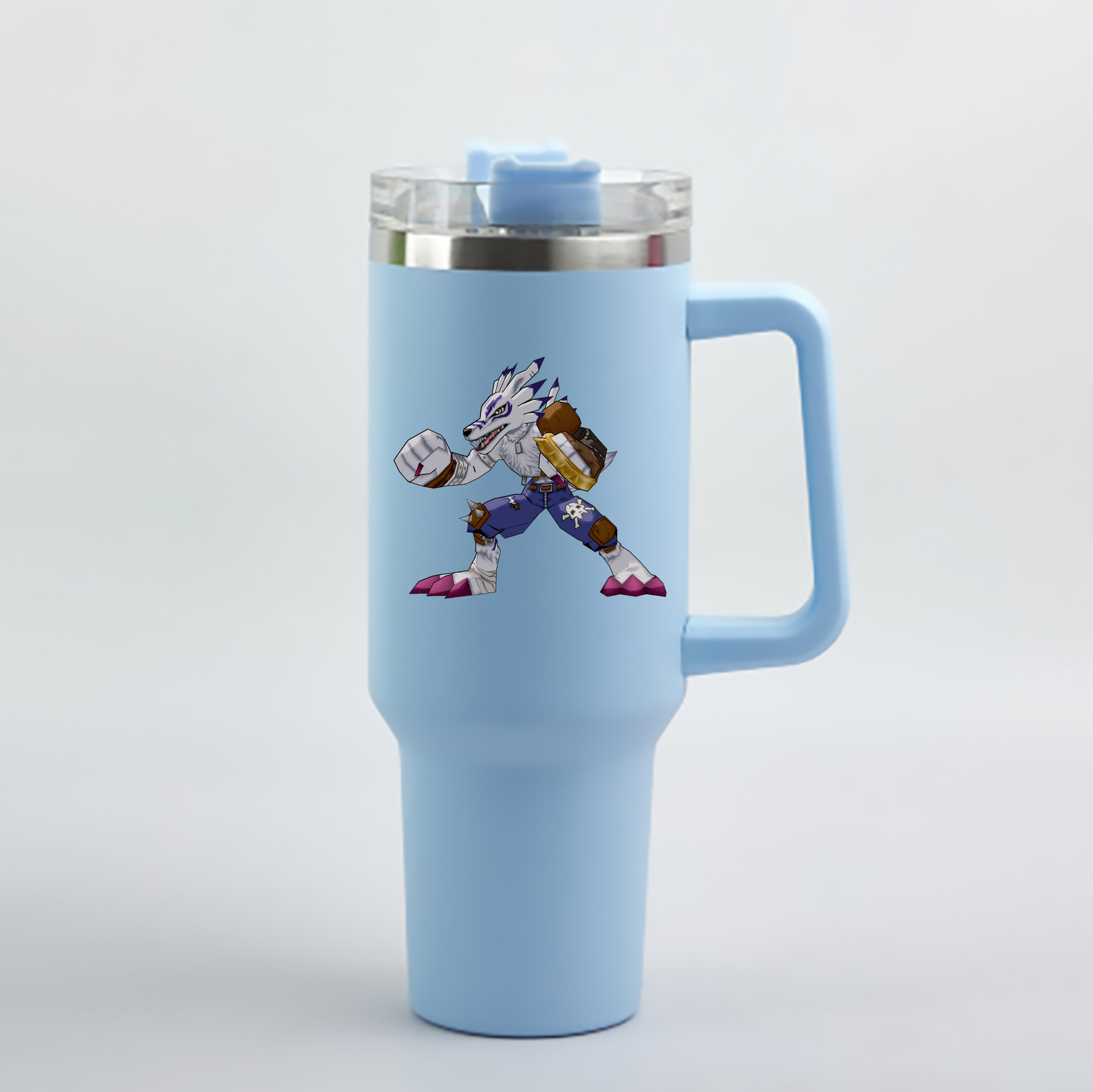 （画像用） Digimon デジタルモンスター/デジモン 1200mL車用タンブラー - クリスタルステッカー（プラスチックストロー付き）