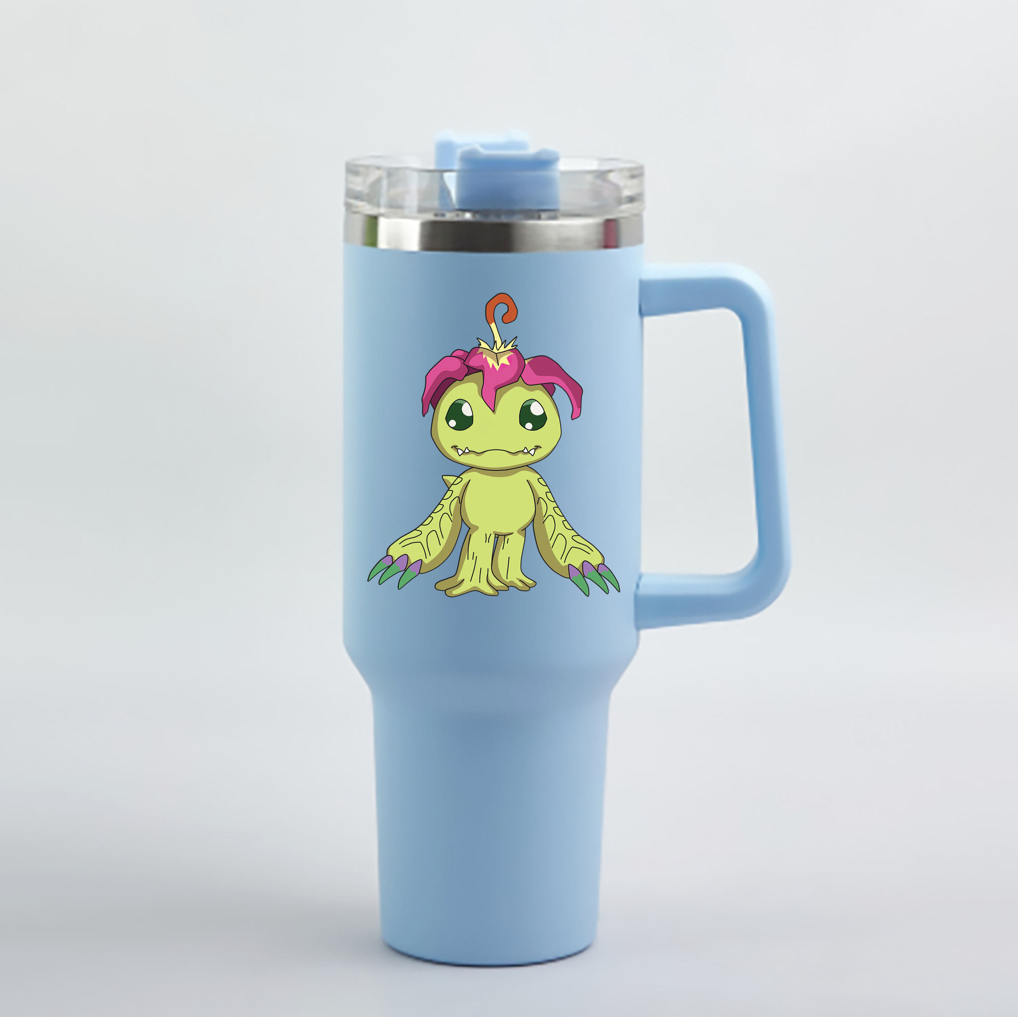 （画像用） Digimon デジタルモンスター/デジモン 1200mL車用タンブラー - クリスタルステッカー（プラスチックストロー付き）