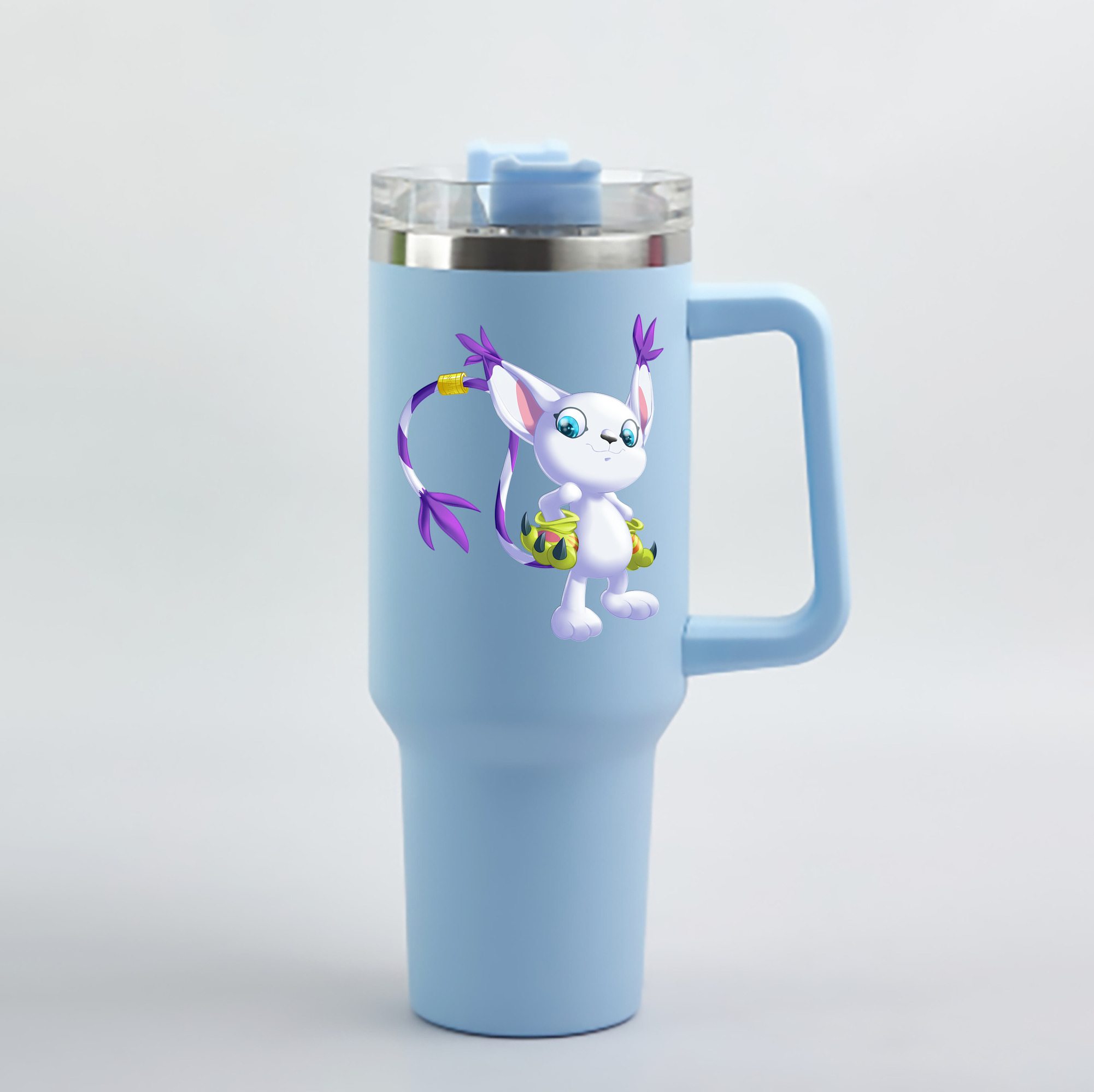 （画像用） Digimon デジタルモンスター/デジモン 1200mL車用タンブラー - クリスタルステッカー（プラスチックストロー付き）