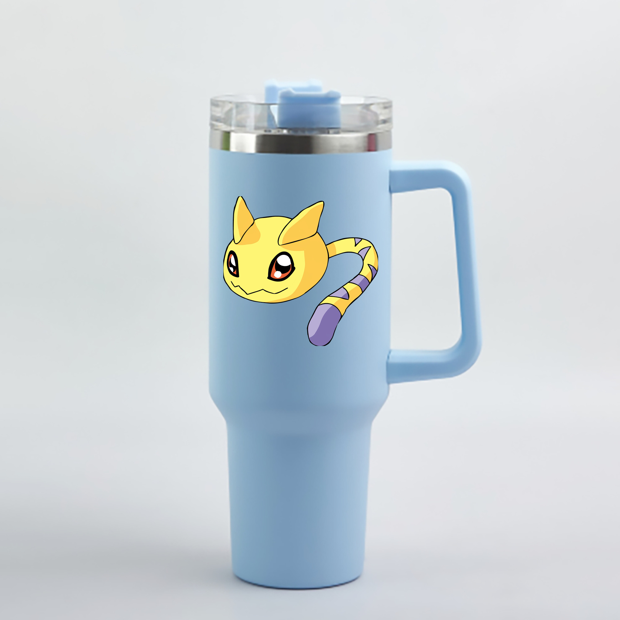 （画像用） Digimon デジタルモンスター/デジモン 1200mL車用タンブラー - クリスタルステッカー（プラスチックストロー付き）