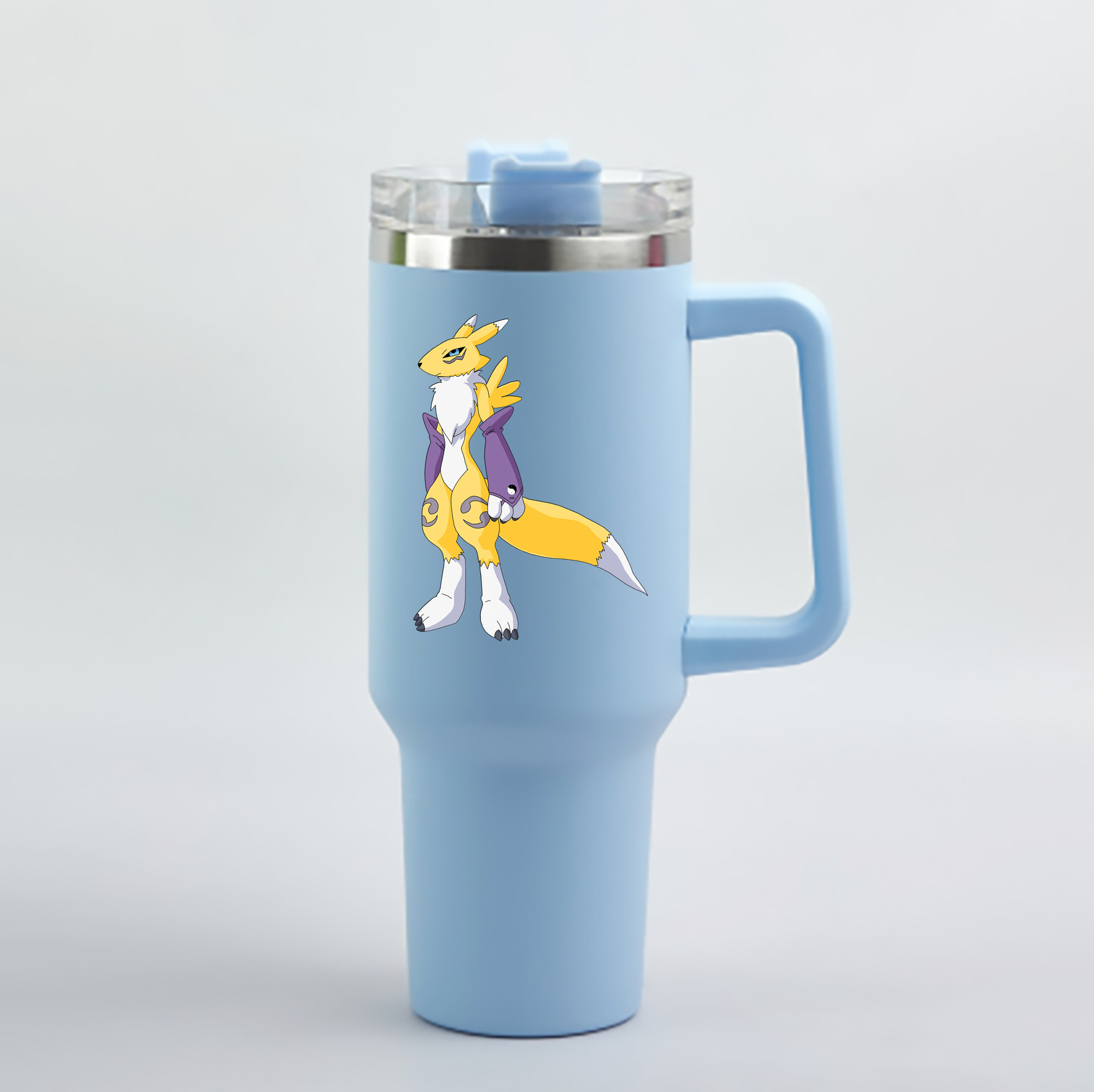 （画像用） Digimon デジタルモンスター/デジモン 1200mL車用タンブラー - クリスタルステッカー（プラスチックストロー付き）