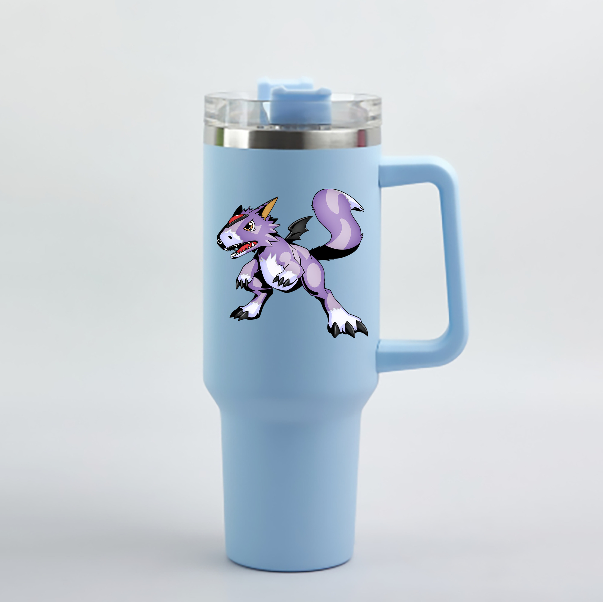 （画像用） Digimon デジタルモンスター/デジモン 1200mL車用タンブラー - クリスタルステッカー（プラスチックストロー付き）