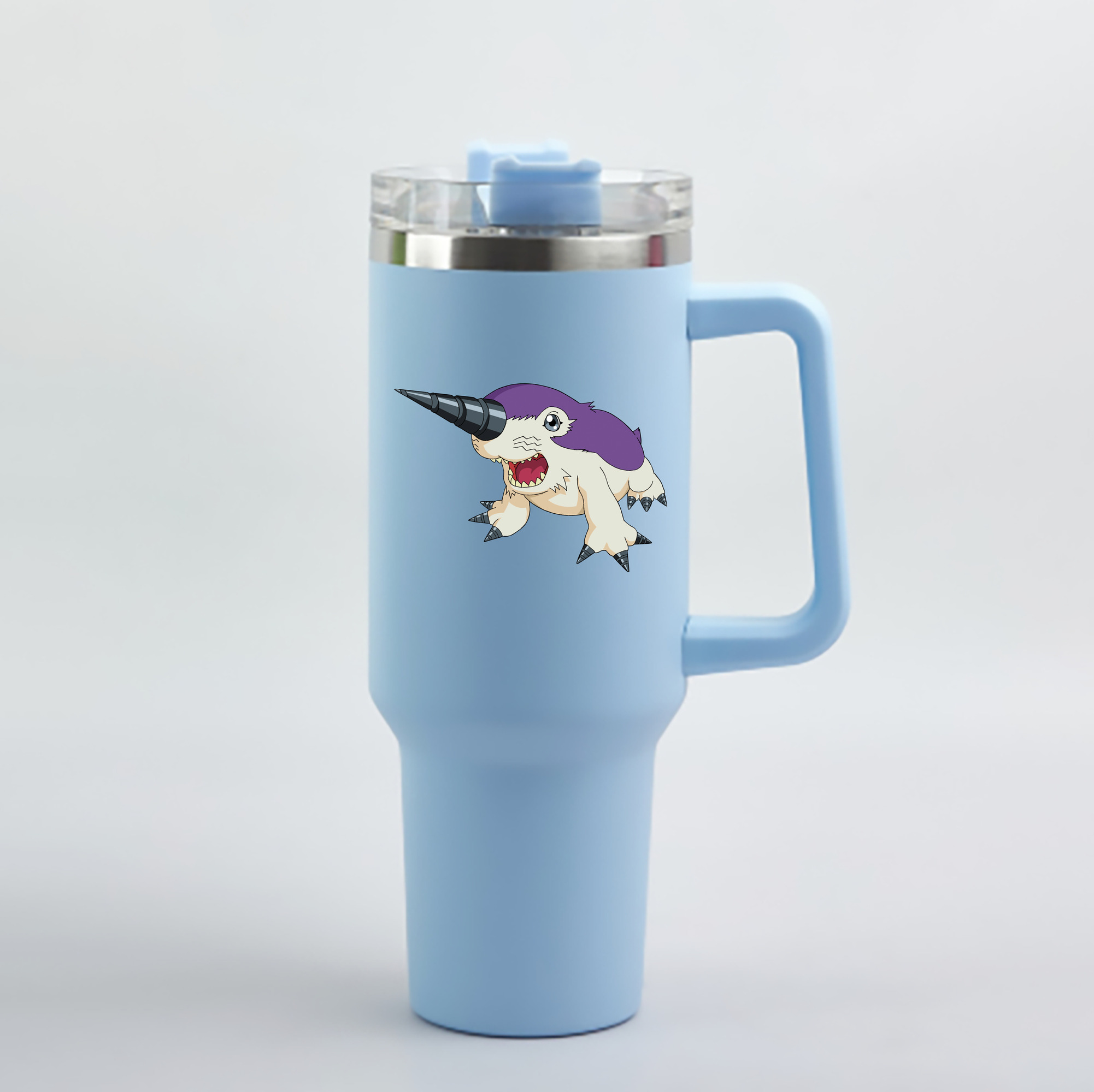 （画像用） Digimon デジタルモンスター/デジモン 1200mL車用タンブラー - クリスタルステッカー（プラスチックストロー付き）