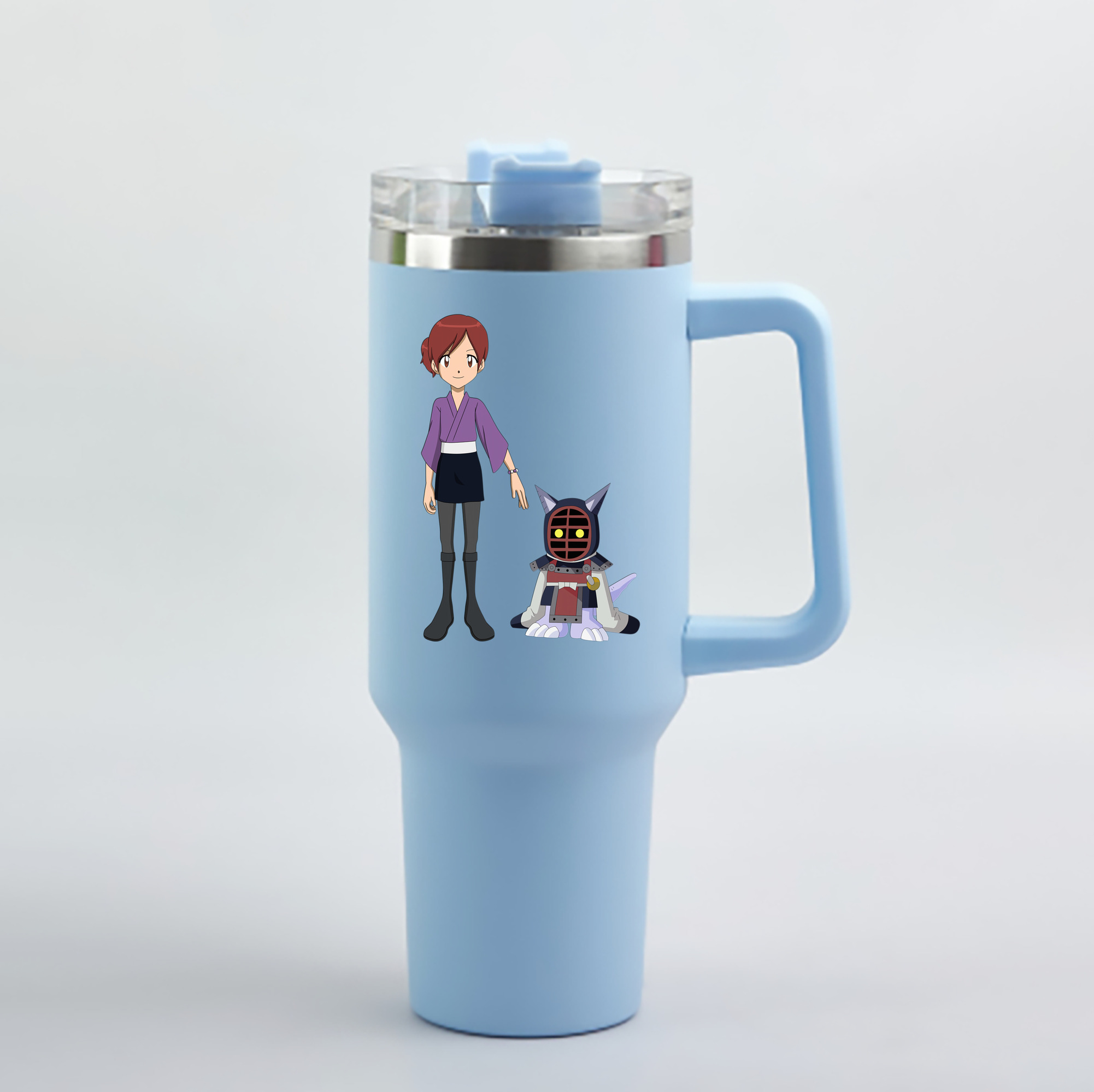 （画像用） Digimon デジタルモンスター/デジモン 1200mL車用タンブラー - クリスタルステッカー（プラスチックストロー付き）
