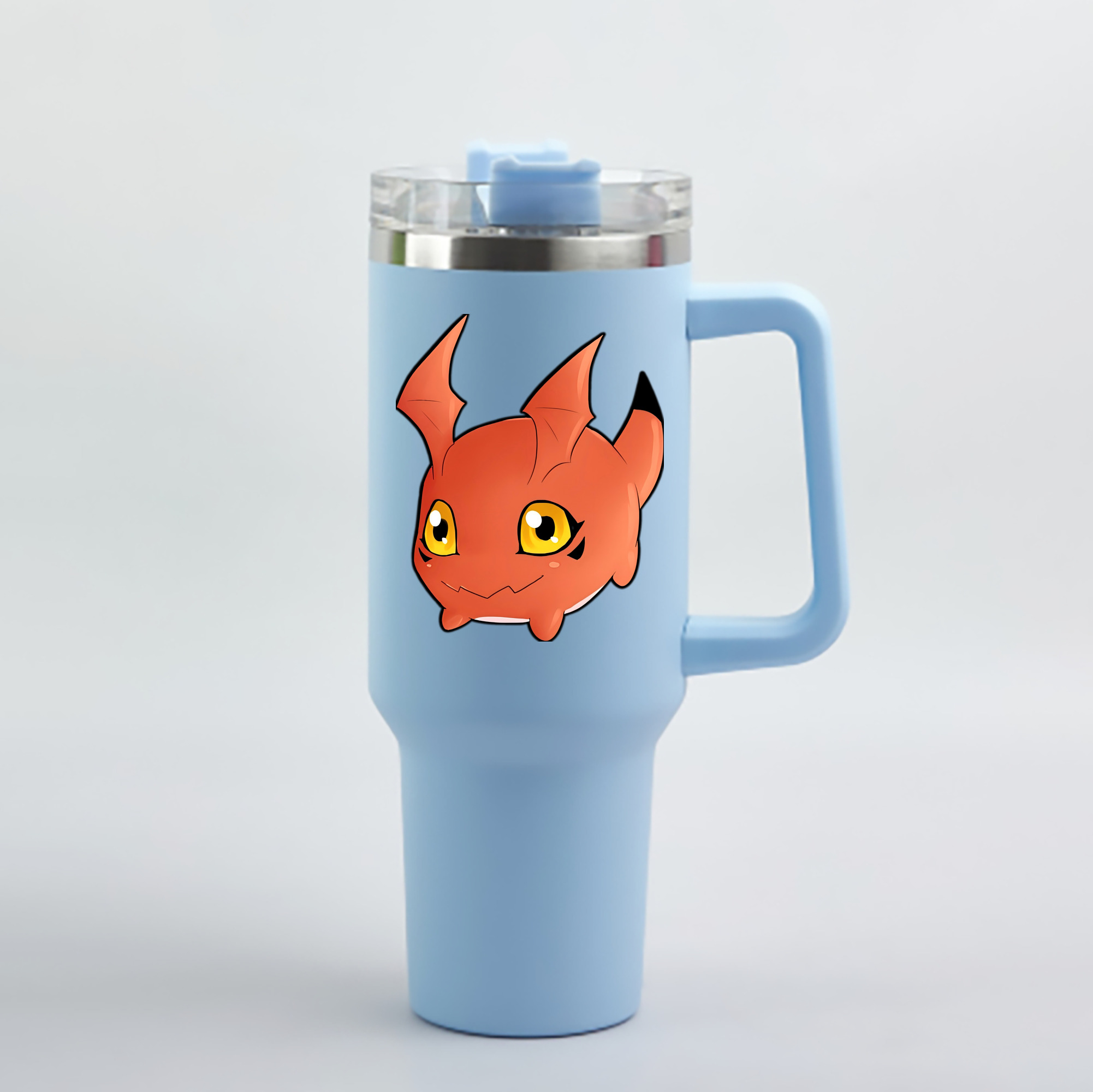 （画像用） Digimon デジタルモンスター/デジモン 1200mL車用タンブラー - クリスタルステッカー（プラスチックストロー付き）