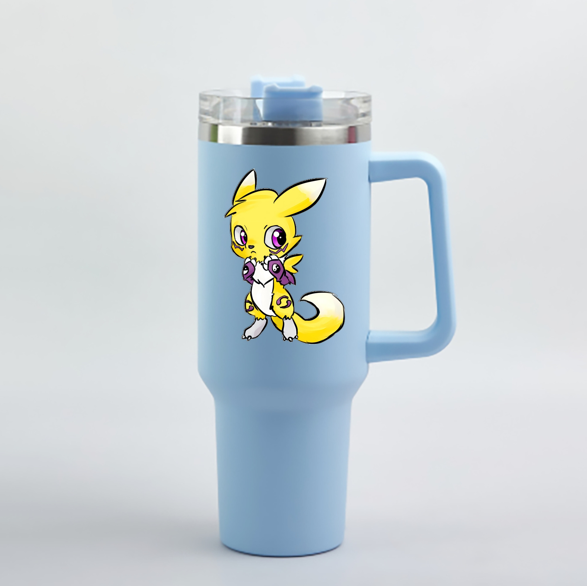 （画像用） Digimon デジタルモンスター/デジモン 1200mL車用タンブラー - クリスタルステッカー（プラスチックストロー付き）