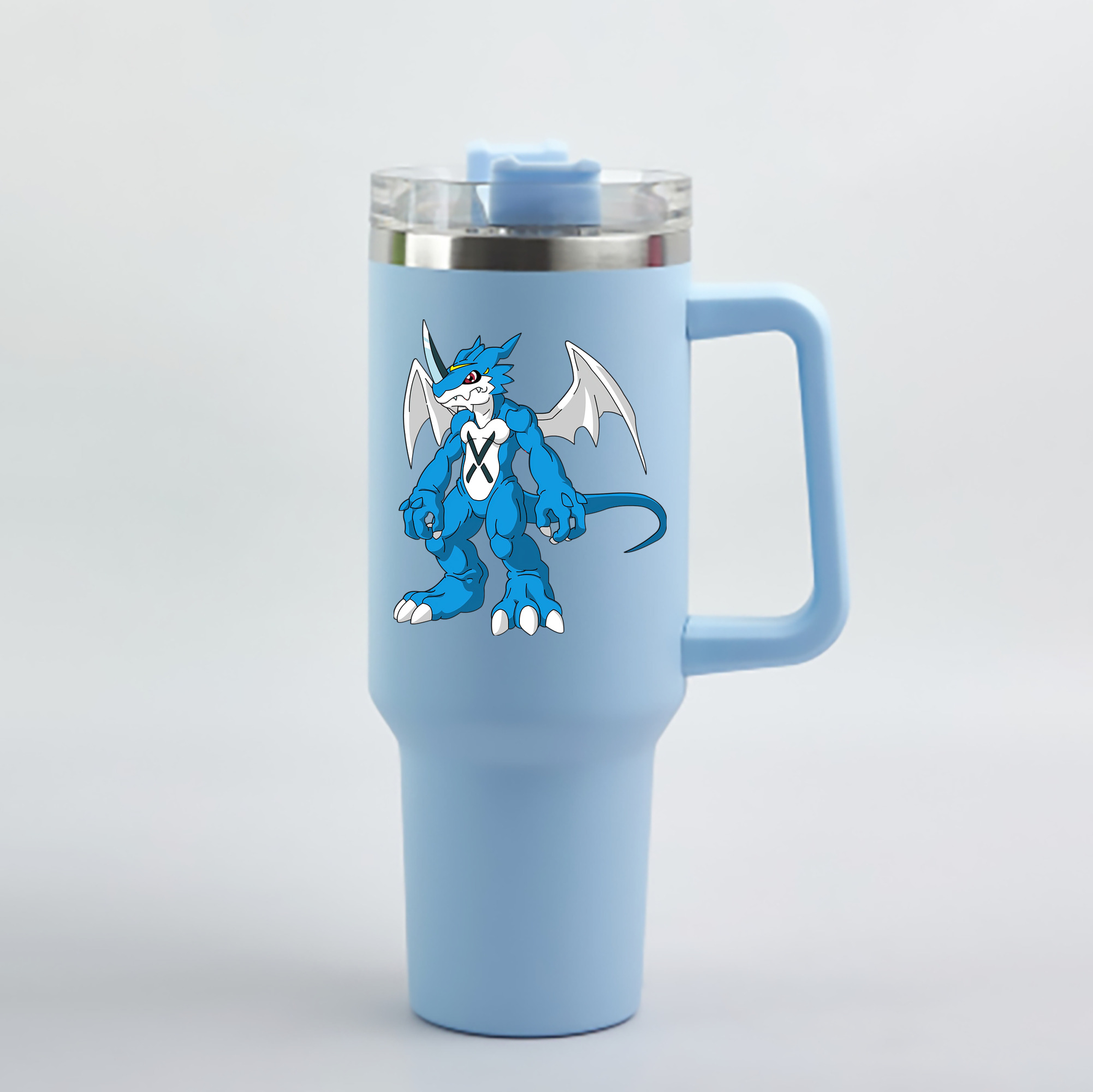 （画像用） Digimon デジタルモンスター/デジモン 1200mL車用タンブラー - クリスタルステッカー（プラスチックストロー付き）