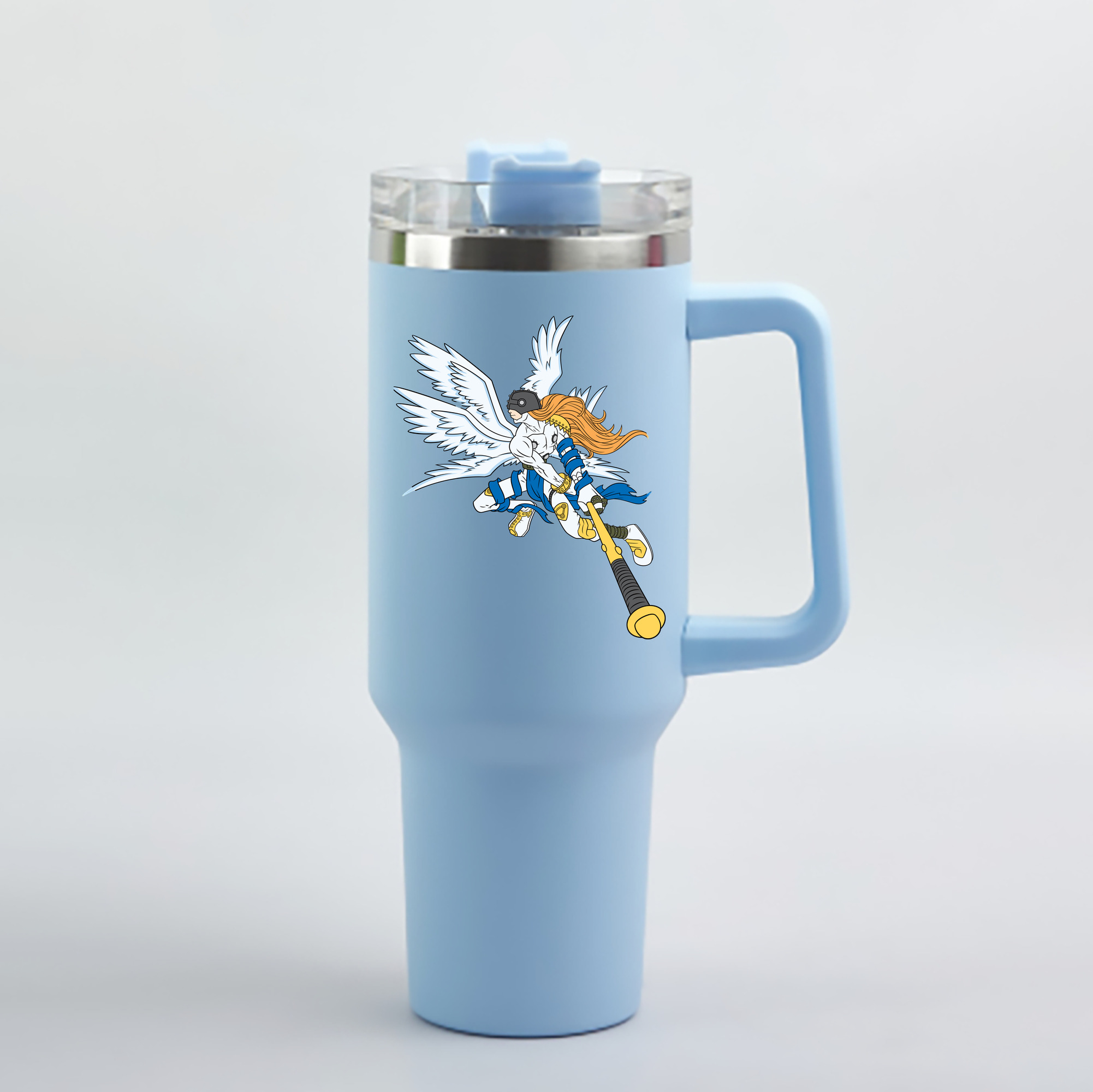 （画像用） Digimon デジタルモンスター/デジモン 1200mL車用タンブラー - クリスタルステッカー（プラスチックストロー付き）