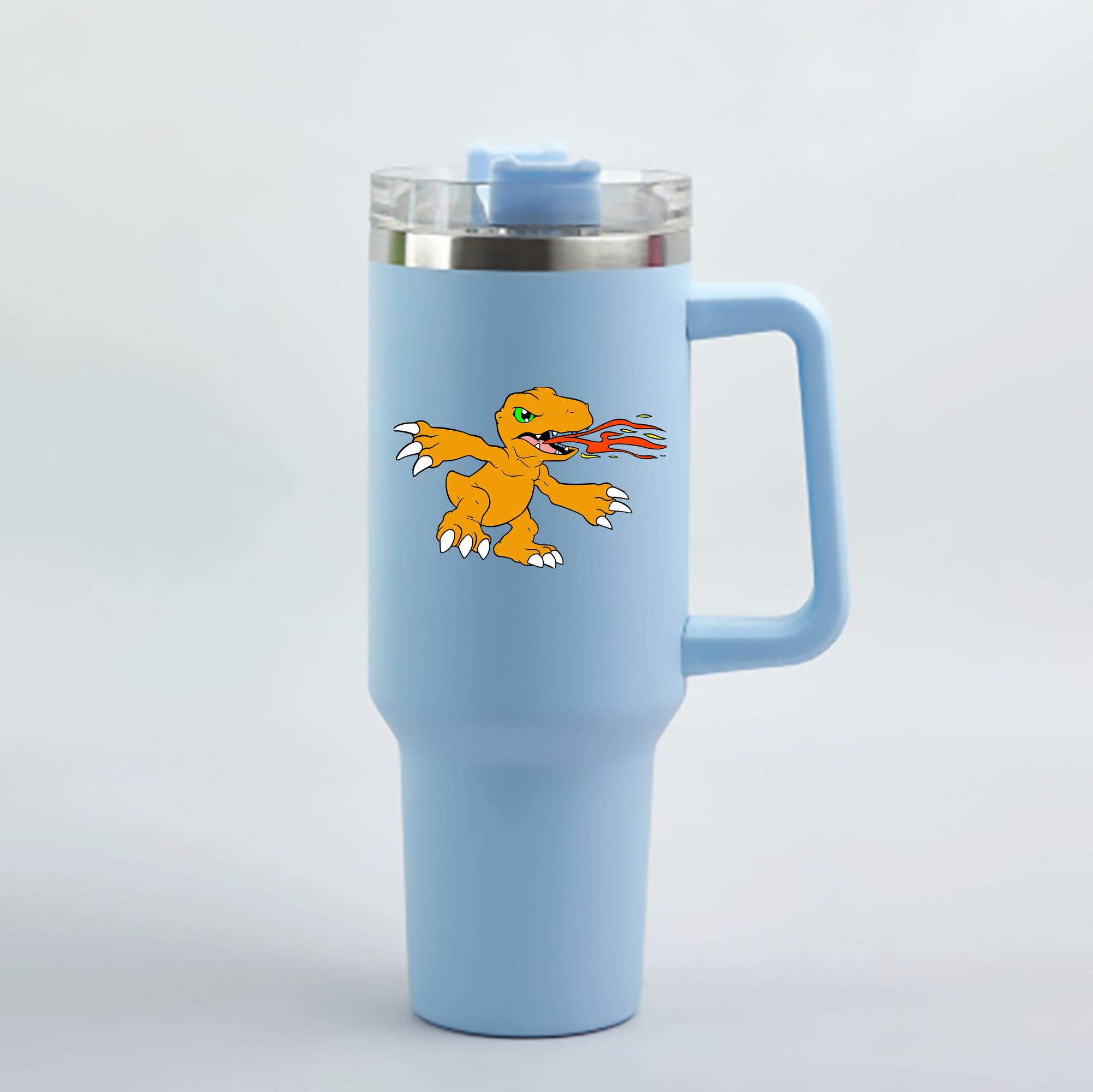（画像用） Digimon デジタルモンスター/デジモン 1200mL車用タンブラー - クリスタルステッカー（プラスチックストロー付き）