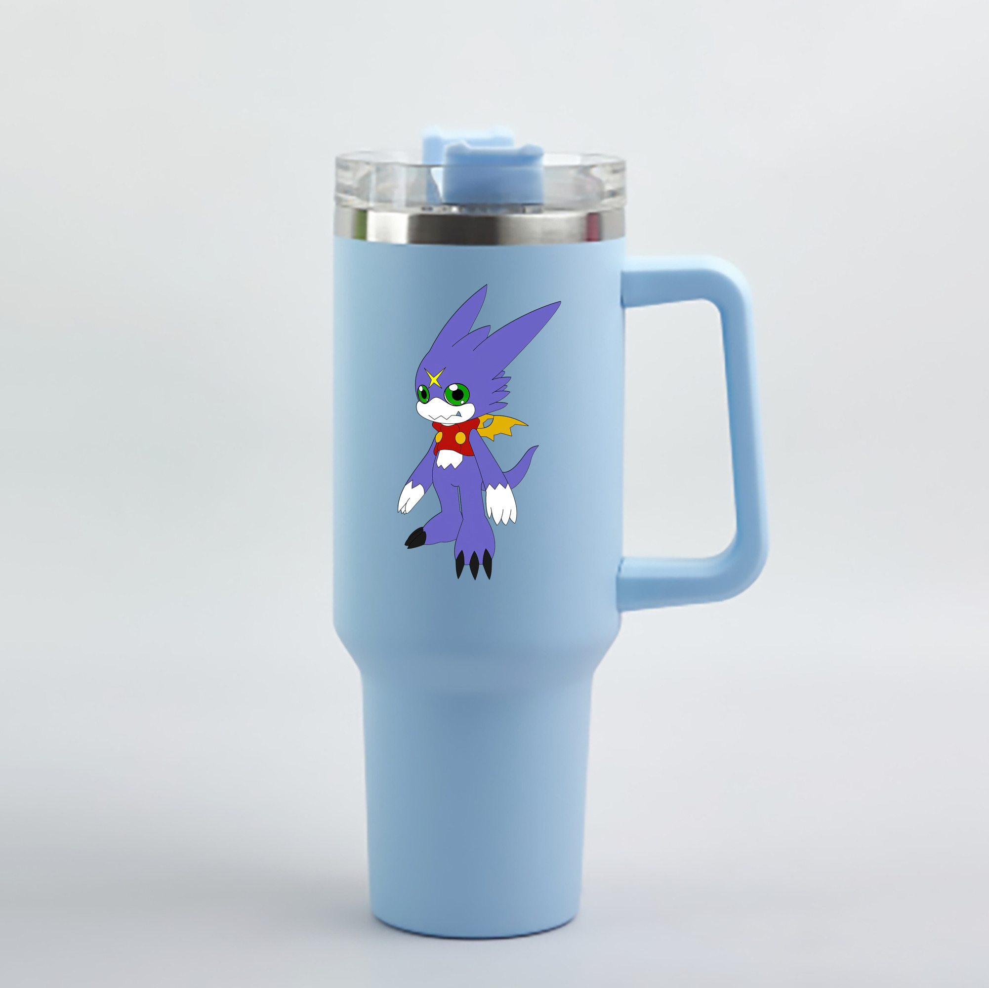 （画像用） Digimon デジタルモンスター/デジモン 1200mL車用タンブラー - クリスタルステッカー（プラスチックストロー付き）