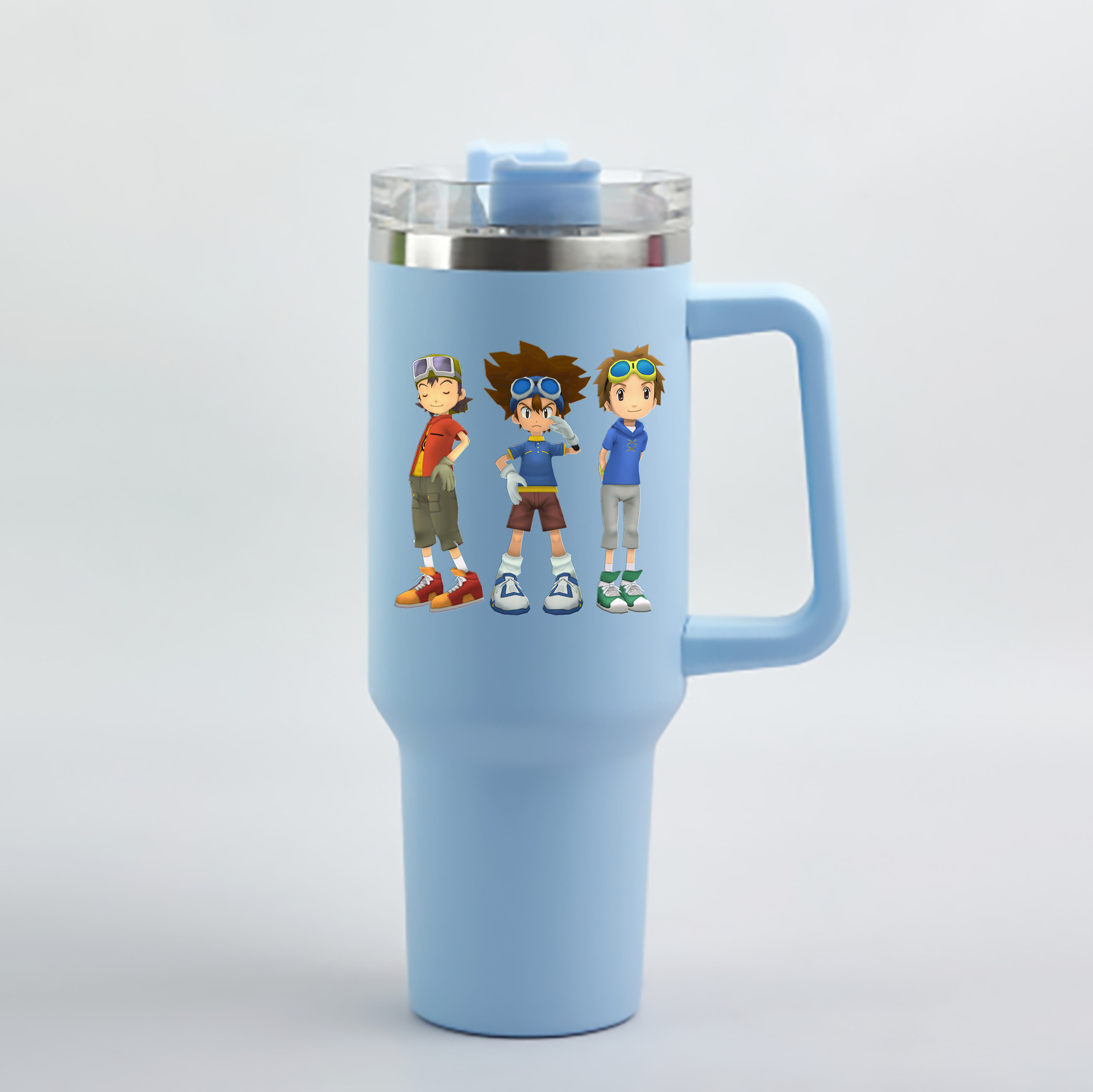 （画像用） Digimon デジタルモンスター/デジモン 1200mL車用タンブラー - クリスタルステッカー（プラスチックストロー付き）