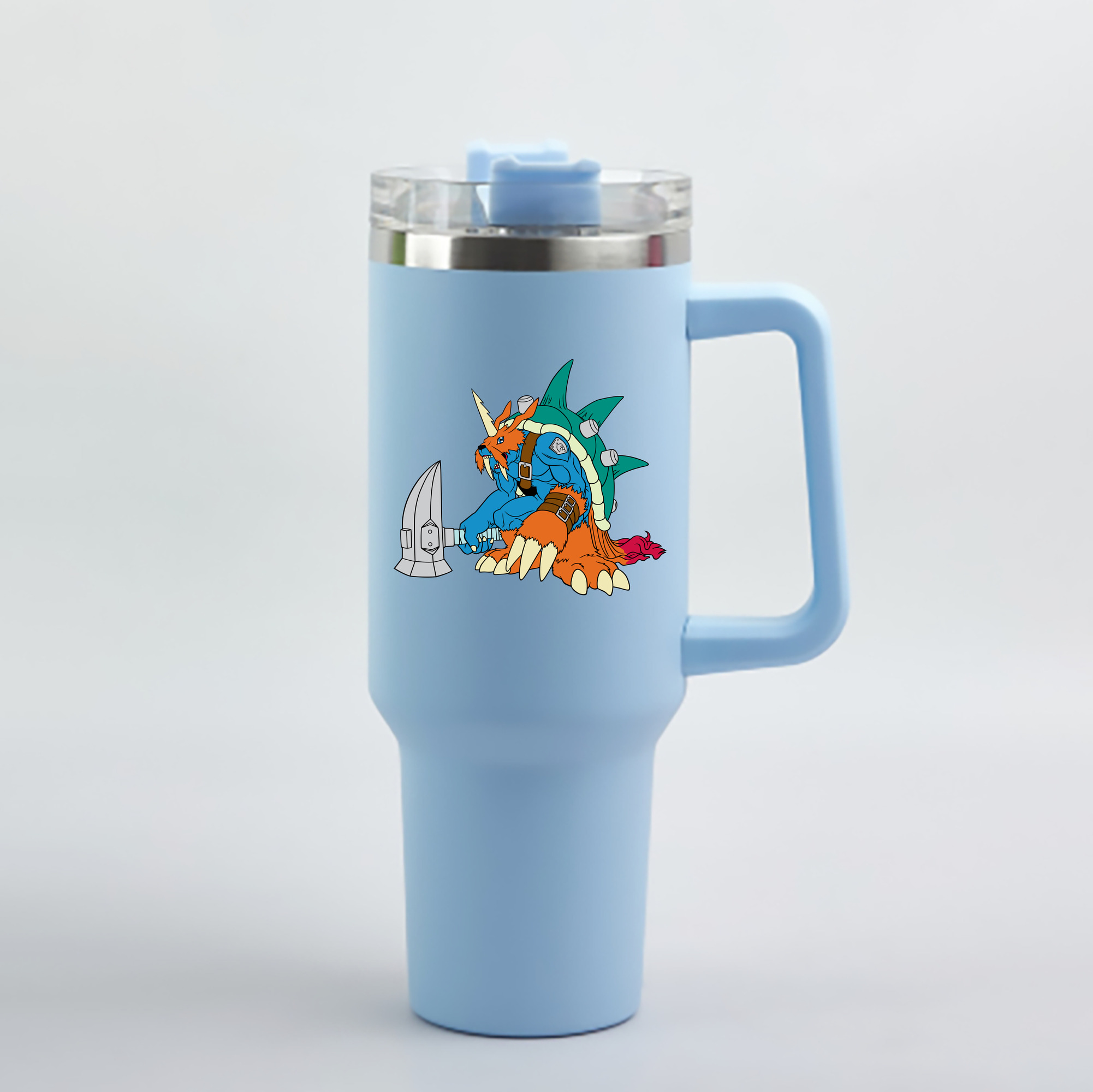 （画像用） Digimon デジタルモンスター/デジモン 1200mL車用タンブラー - クリスタルステッカー（プラスチックストロー付き）
