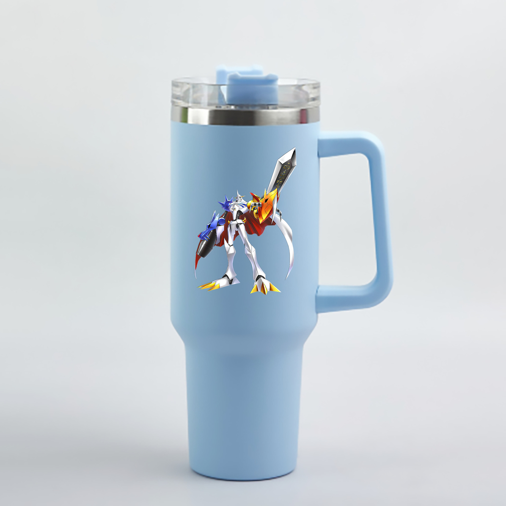 （画像用） Digimon デジタルモンスター/デジモン 1200mL車用タンブラー - クリスタルステッカー（プラスチックストロー付き）