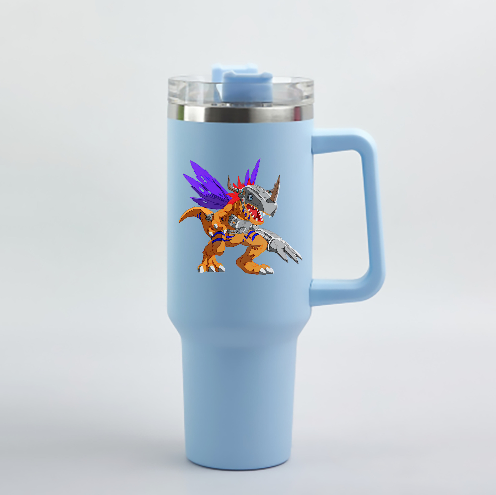 （画像用） Digimon デジタルモンスター/デジモン 1200mL車用タンブラー - クリスタルステッカー（プラスチックストロー付き）